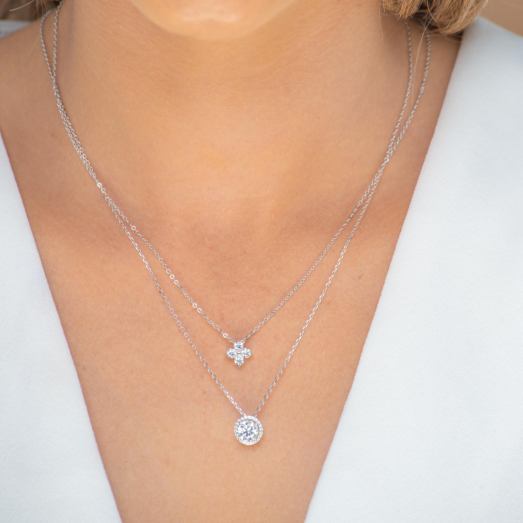 Solitaire Halo Moissanite Necklace 1 Carat - Camile & Stone