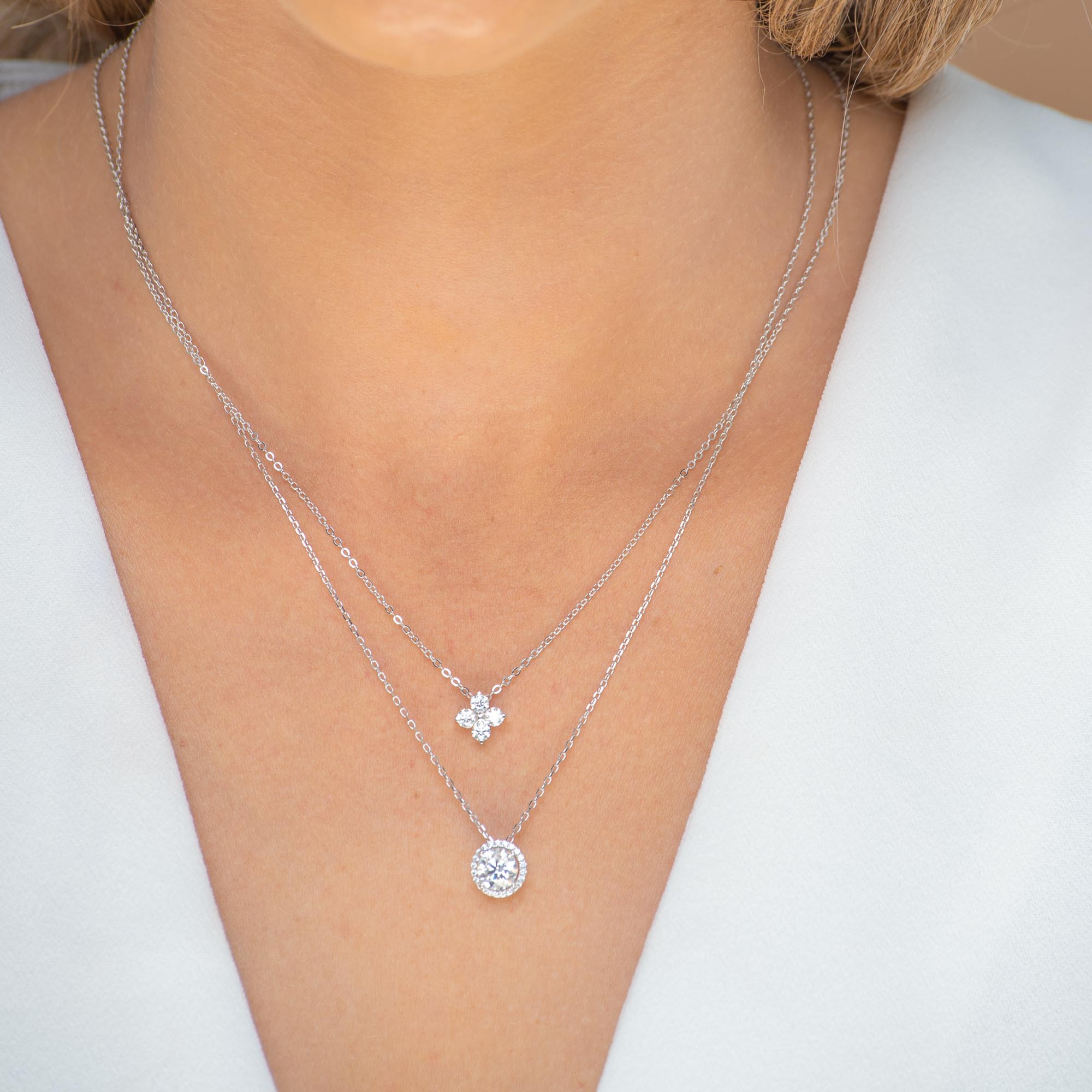 Solitaire Halo Moissanite Necklace 1 Carat - Camile & Stone