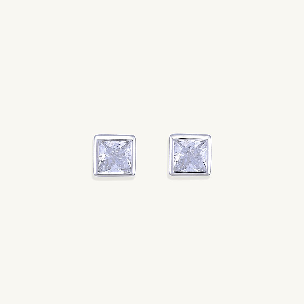 Square Cubic Zirconia Studs - Camile & Stone