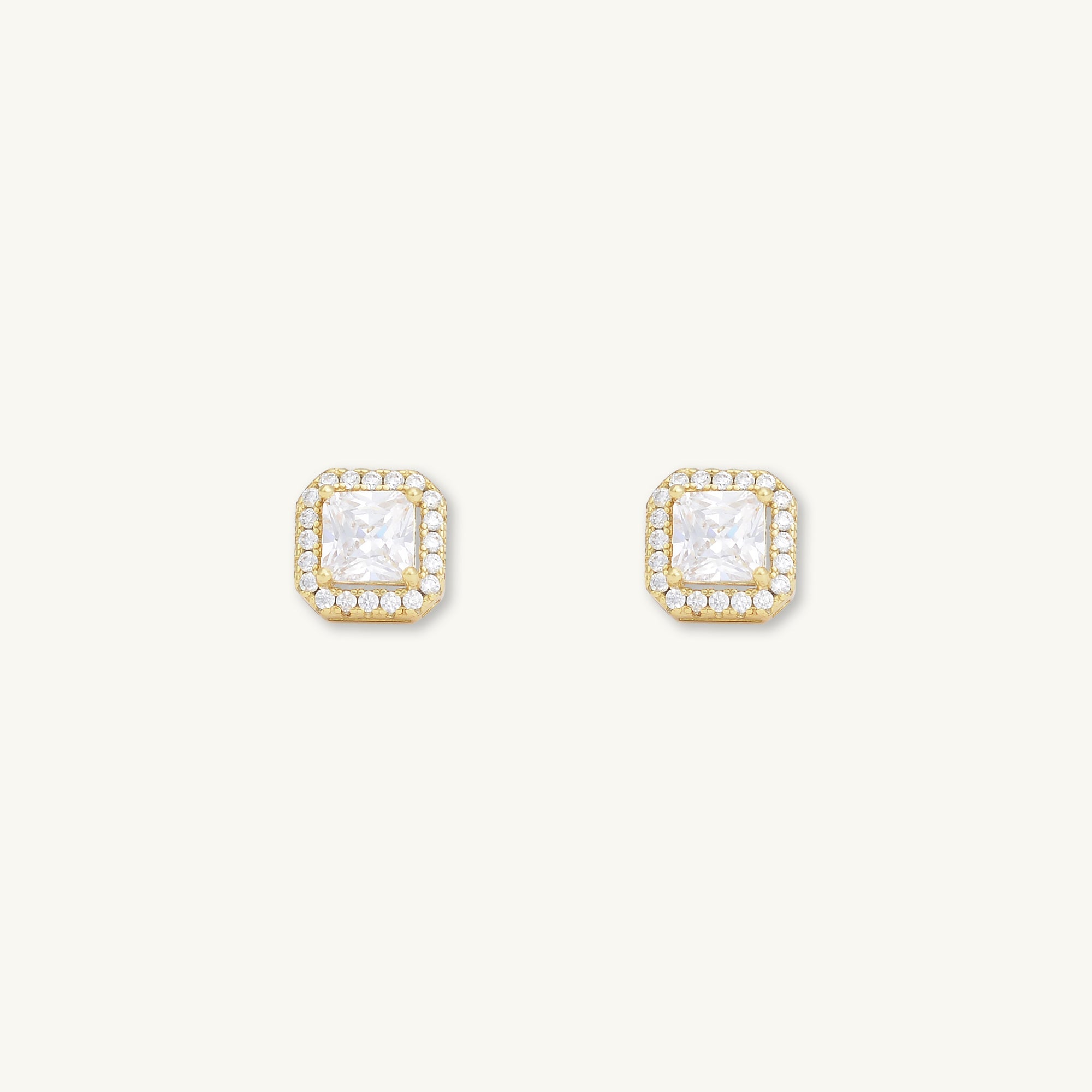 Square Pave Halo Stud Earrings - Camile & Stone