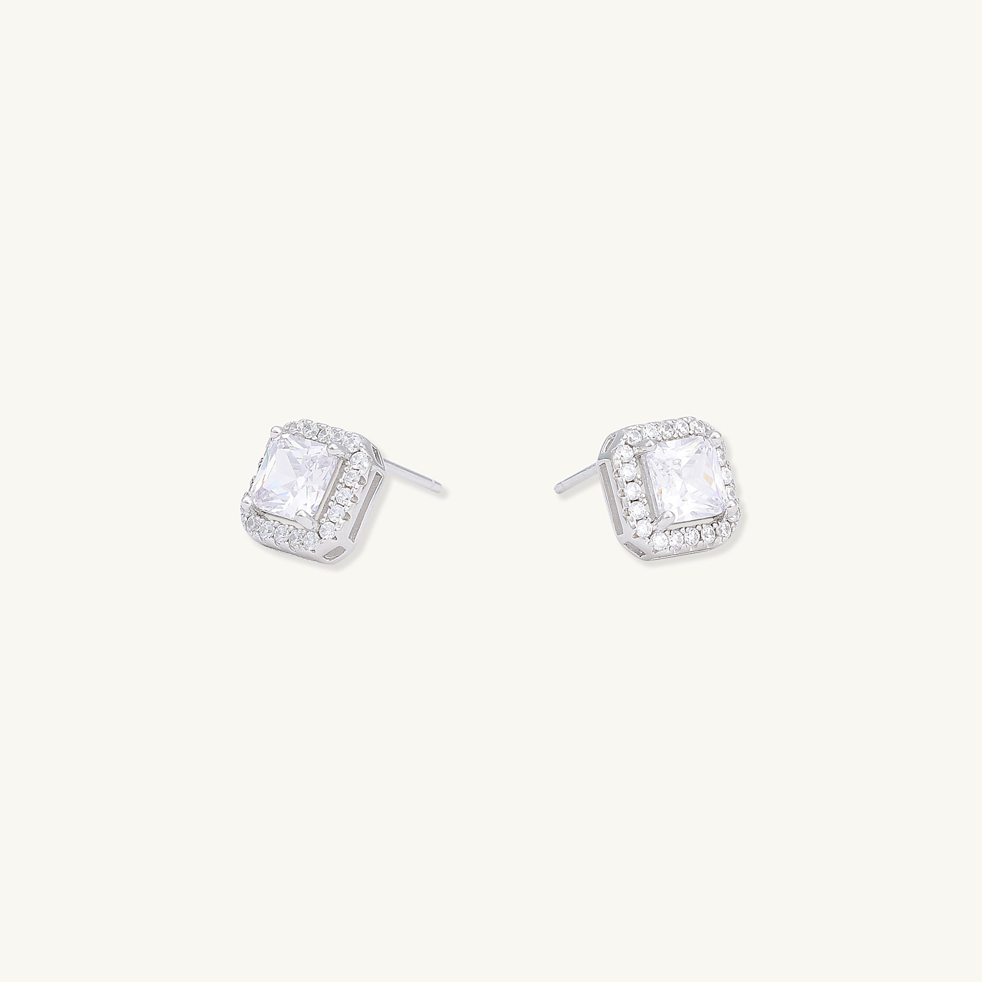 Square Pave Halo Stud Earrings - Camile & Stone