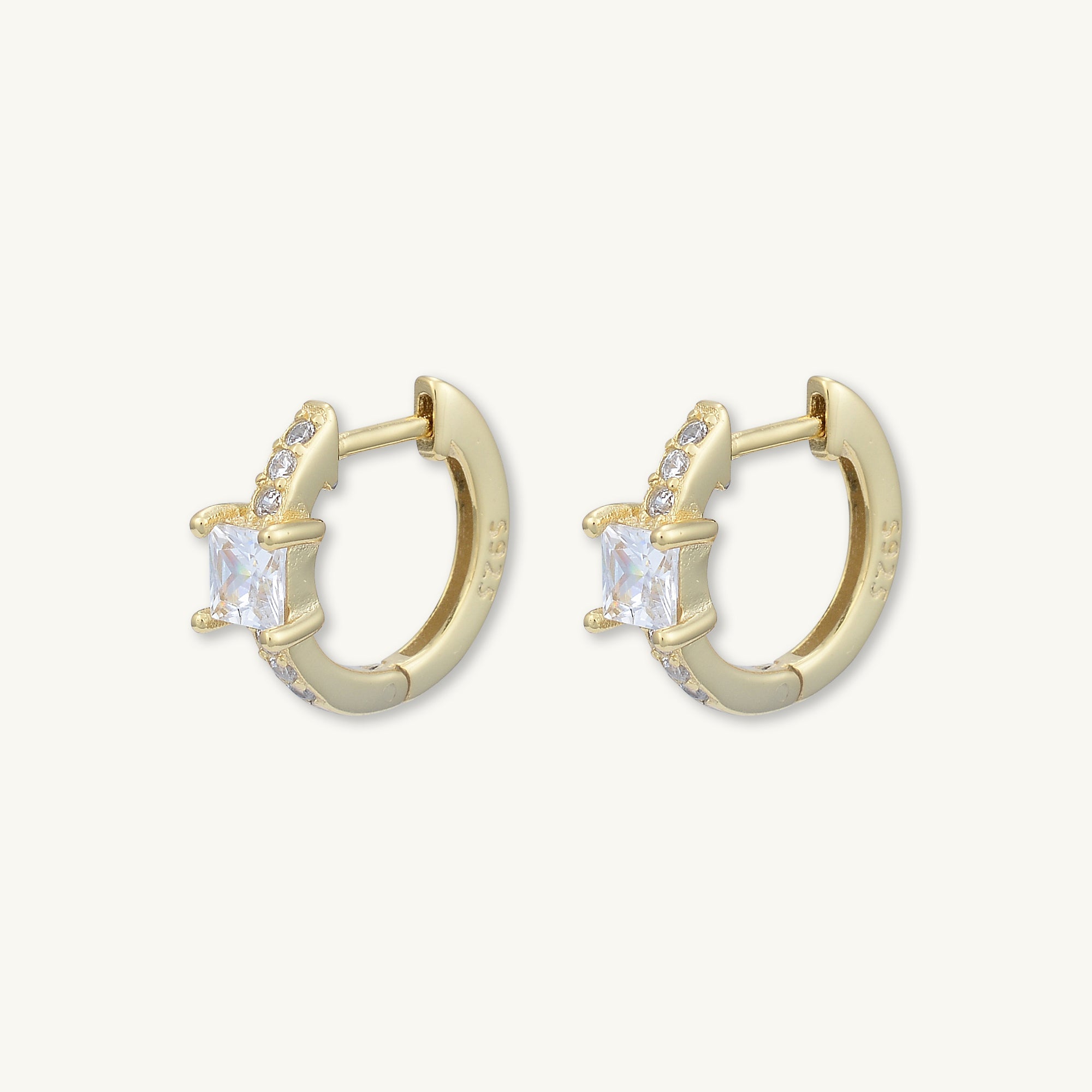 Square Sapphire Huggie Earrings - Camile & Stone