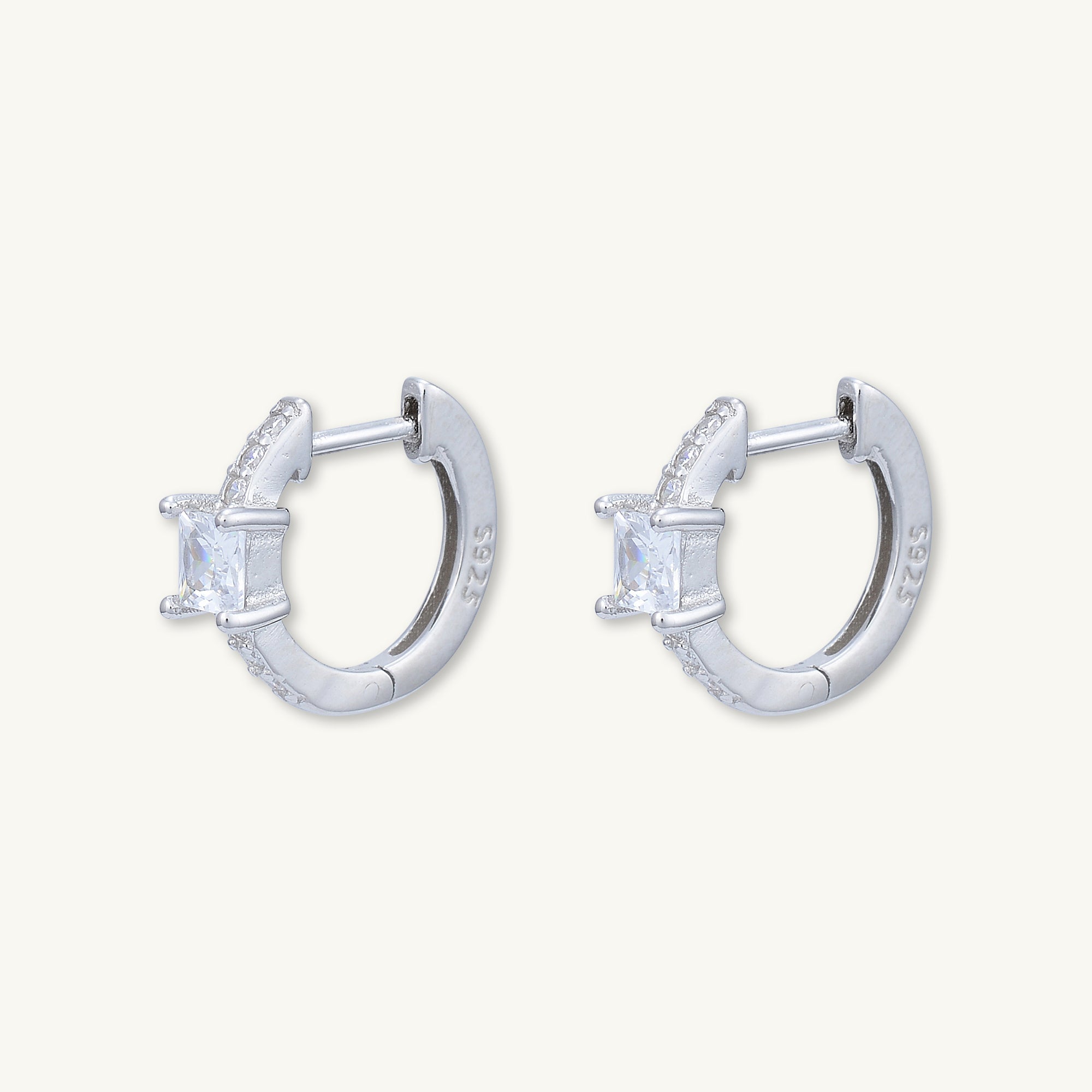 Square Sapphire Huggie Earrings - Camile & Stone