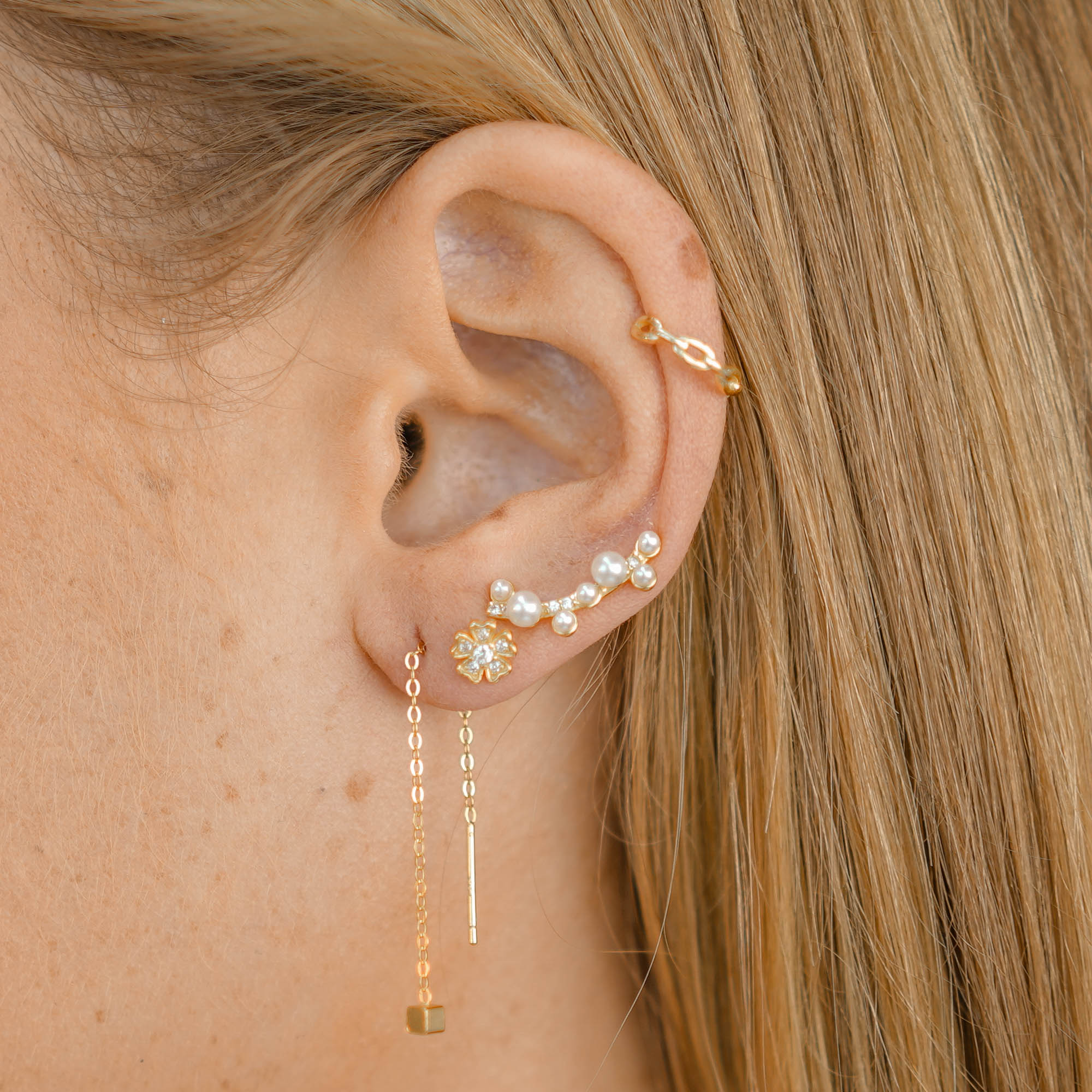 Square Threader Chain Earrings - Camile & Stone