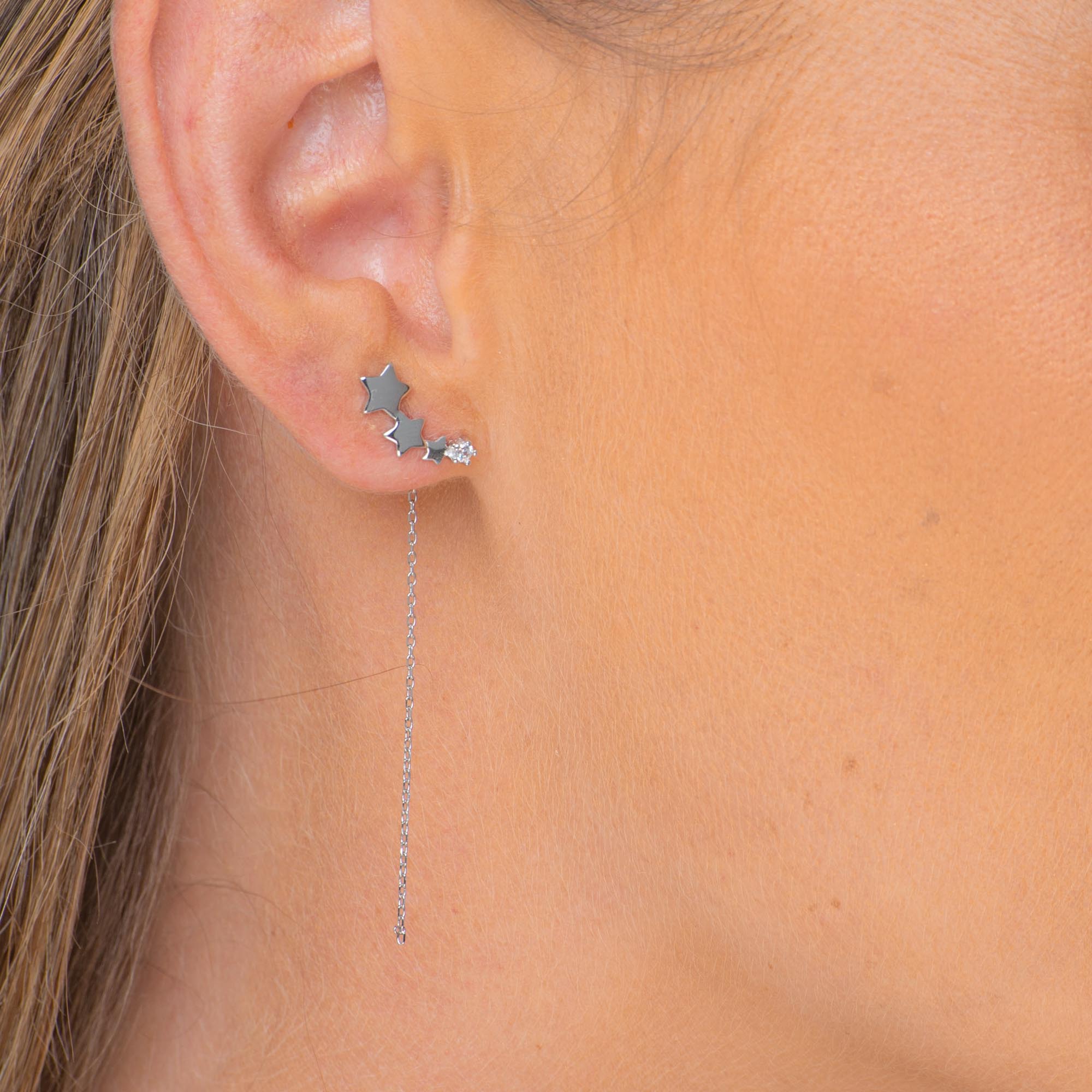 Star Long Drop Chain Earrings - Camile & Stone