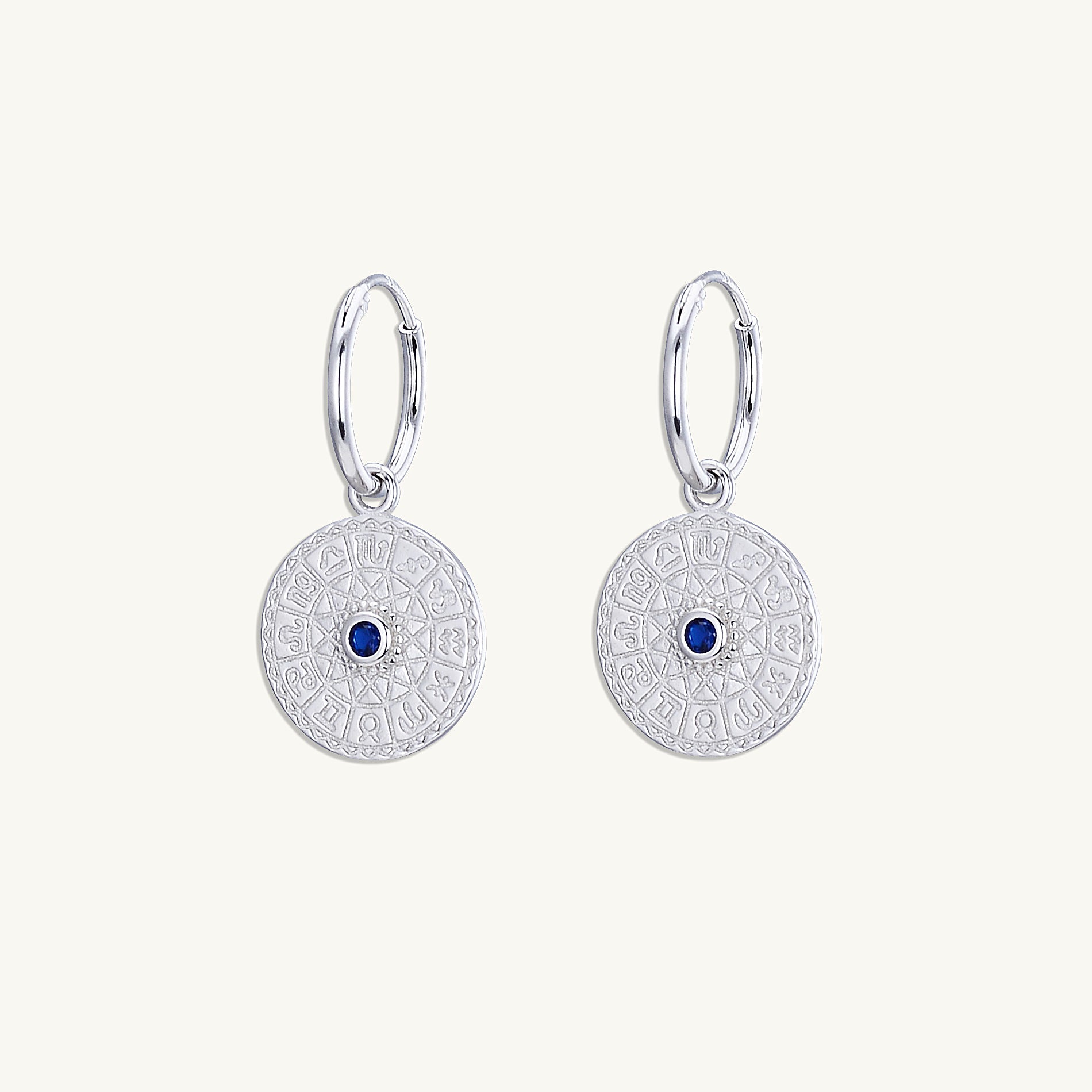 Star Sign Medallion Hoop Earrings - Camile & Stone