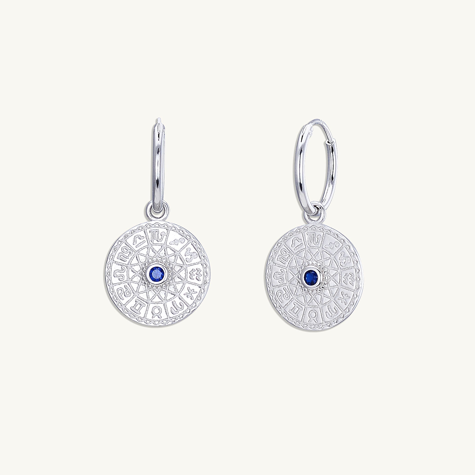 Star Sign Medallion Hoop Earrings - Camile & Stone