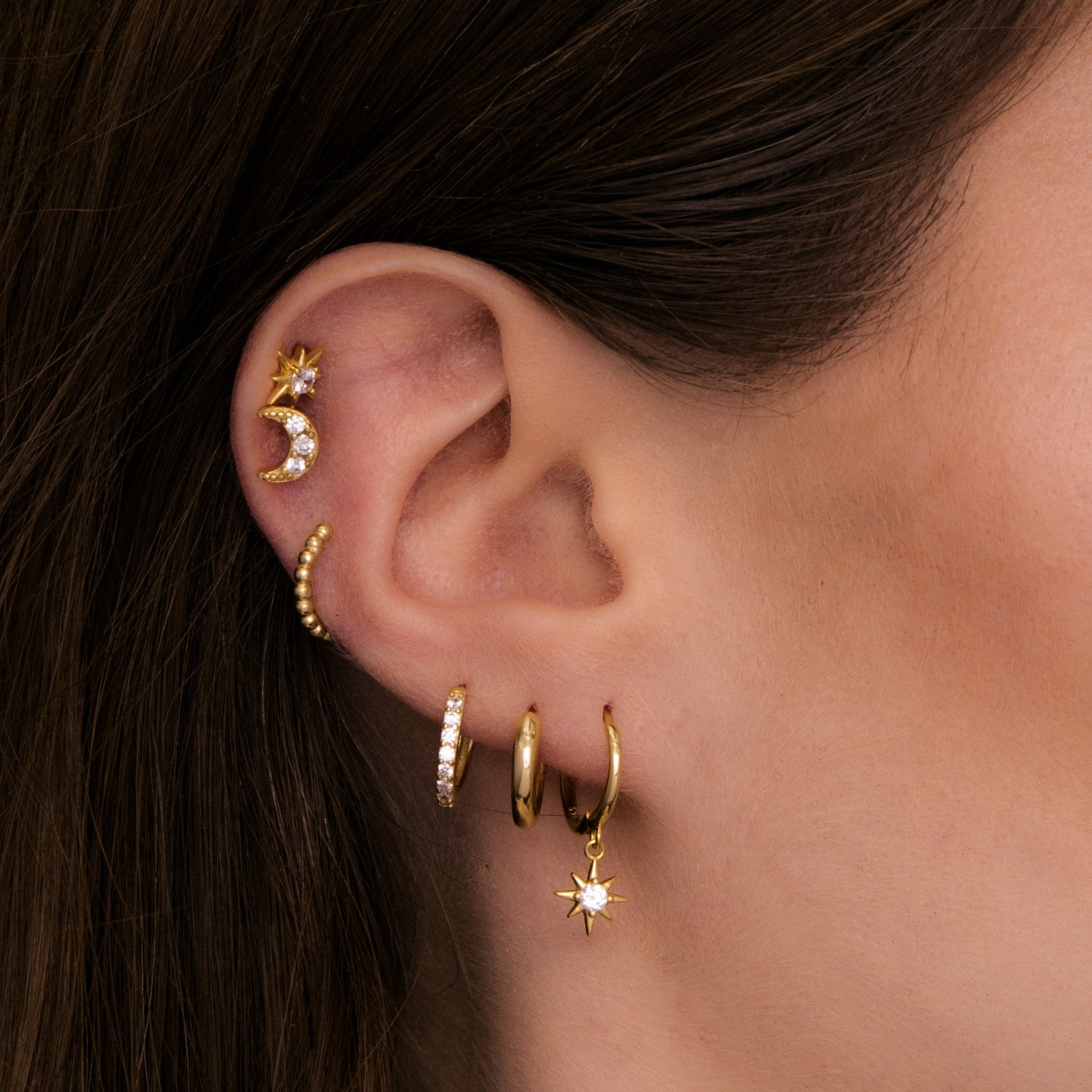 Starlight Dangling Huggie Hoop Earrings - Camile & Stone