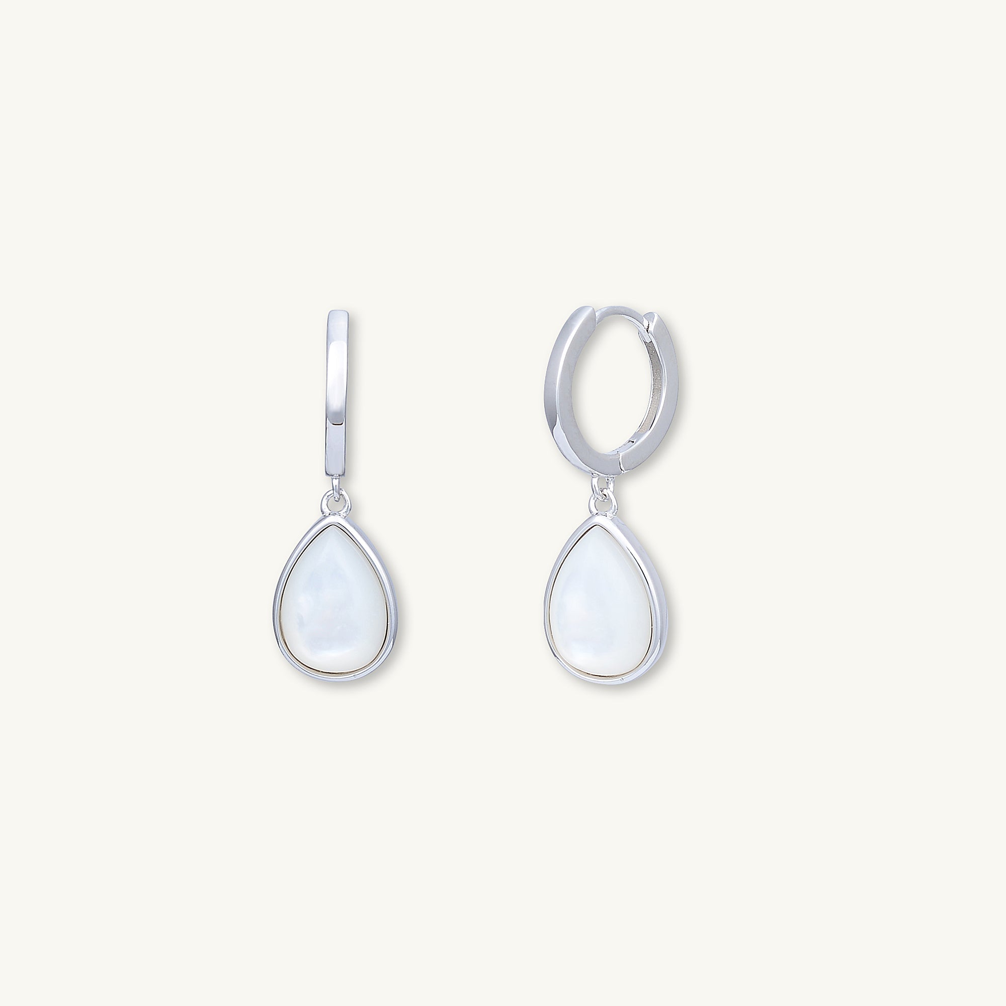 Teardrop Moonstone Huggie Hoop Earrings - Camile & Stone