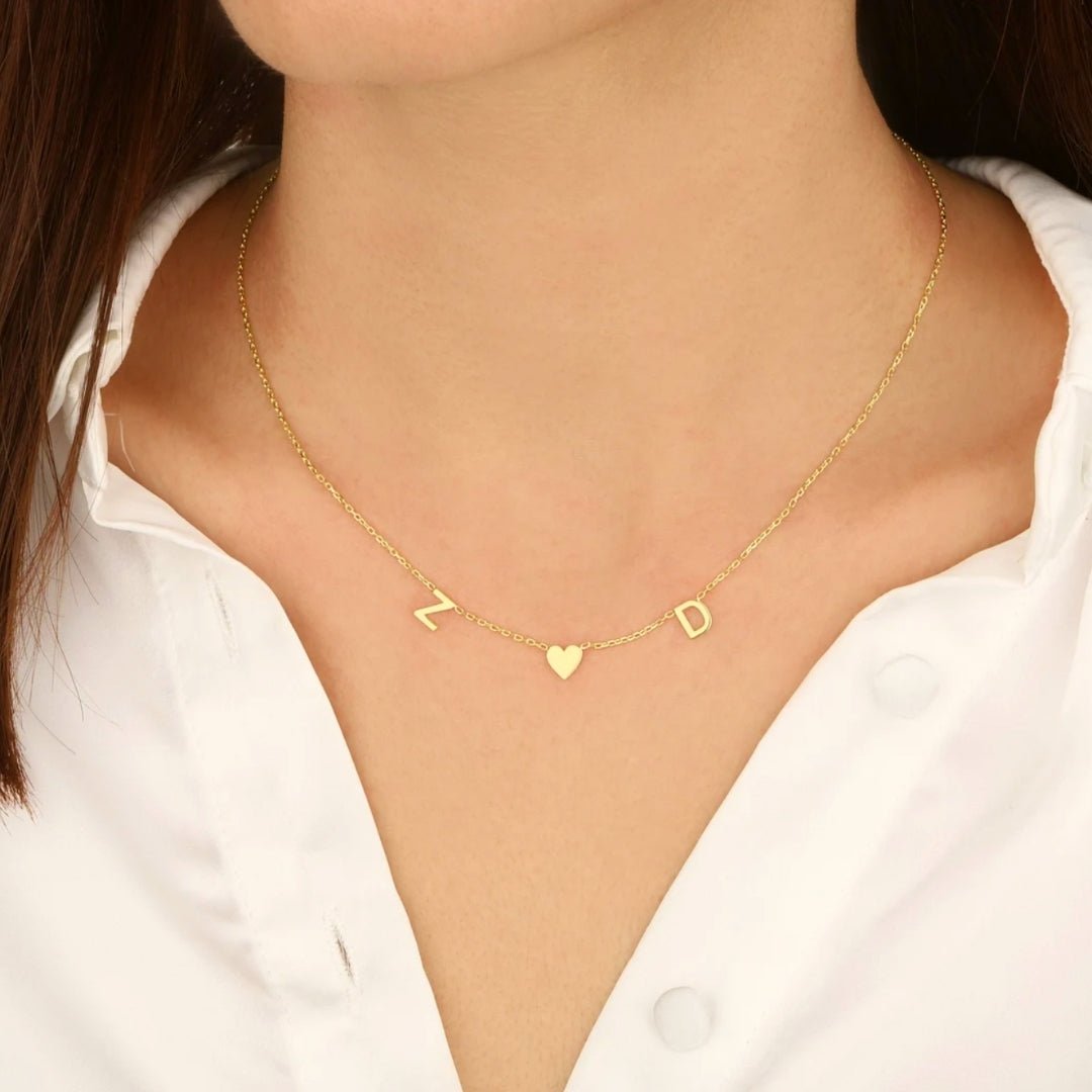 The Original Initial Letter Solid Heart Necklace - Camile & Stone