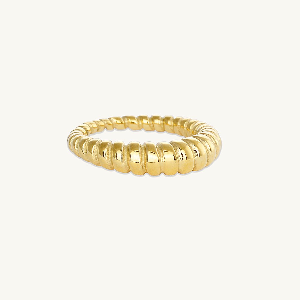Thin Twist Rope Croissant Ring - Camile & Stone