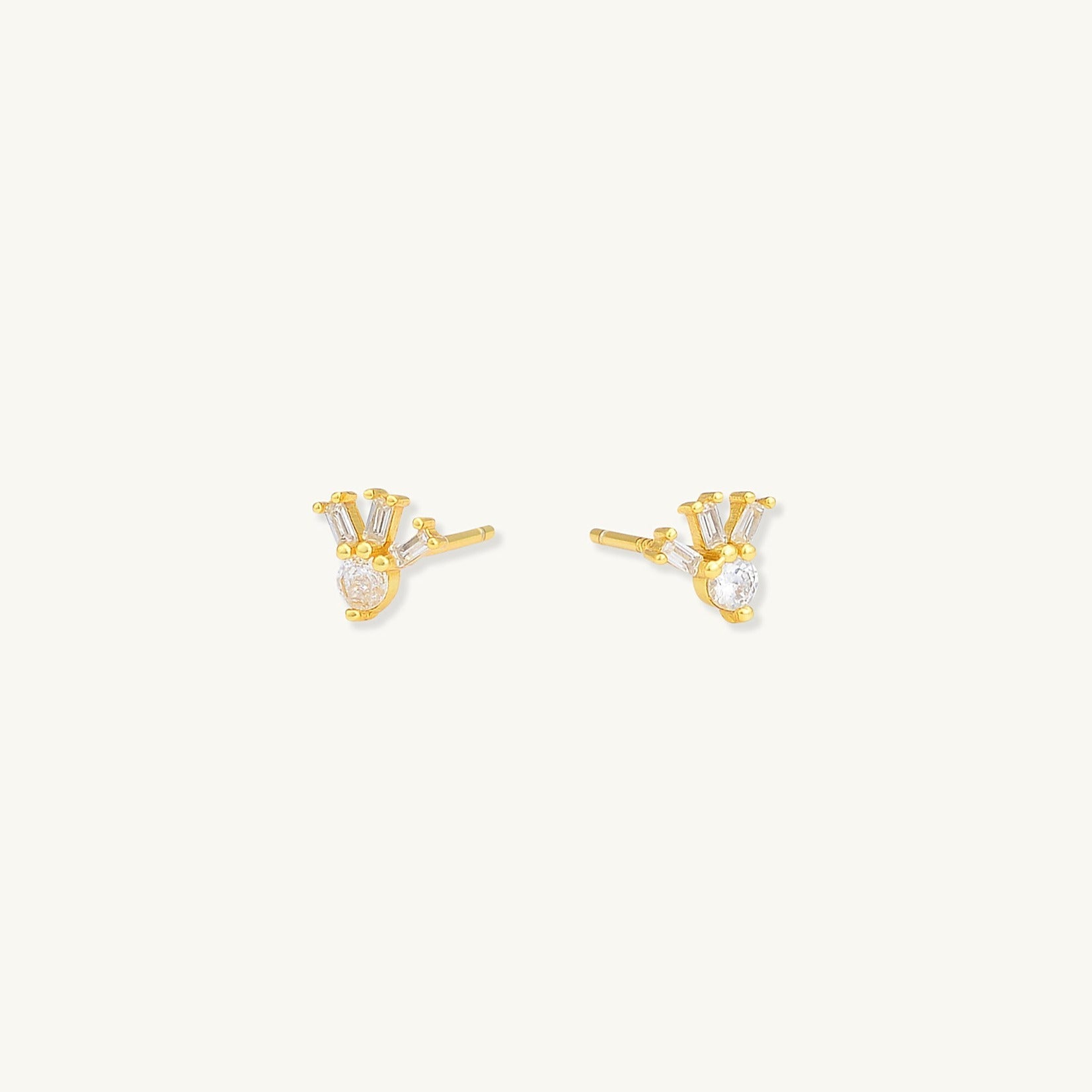 Trio Baguette Stud Earrings - Camile & Stone