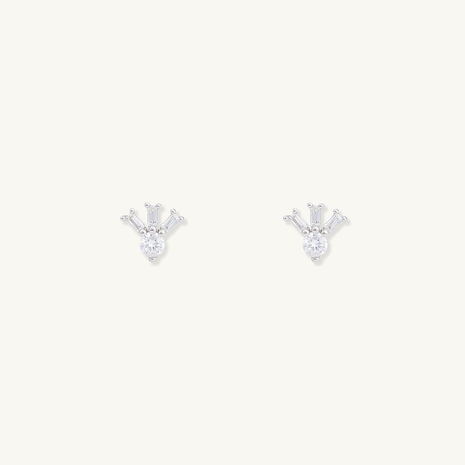 Trio Baguette Stud Earrings - Camile & Stone