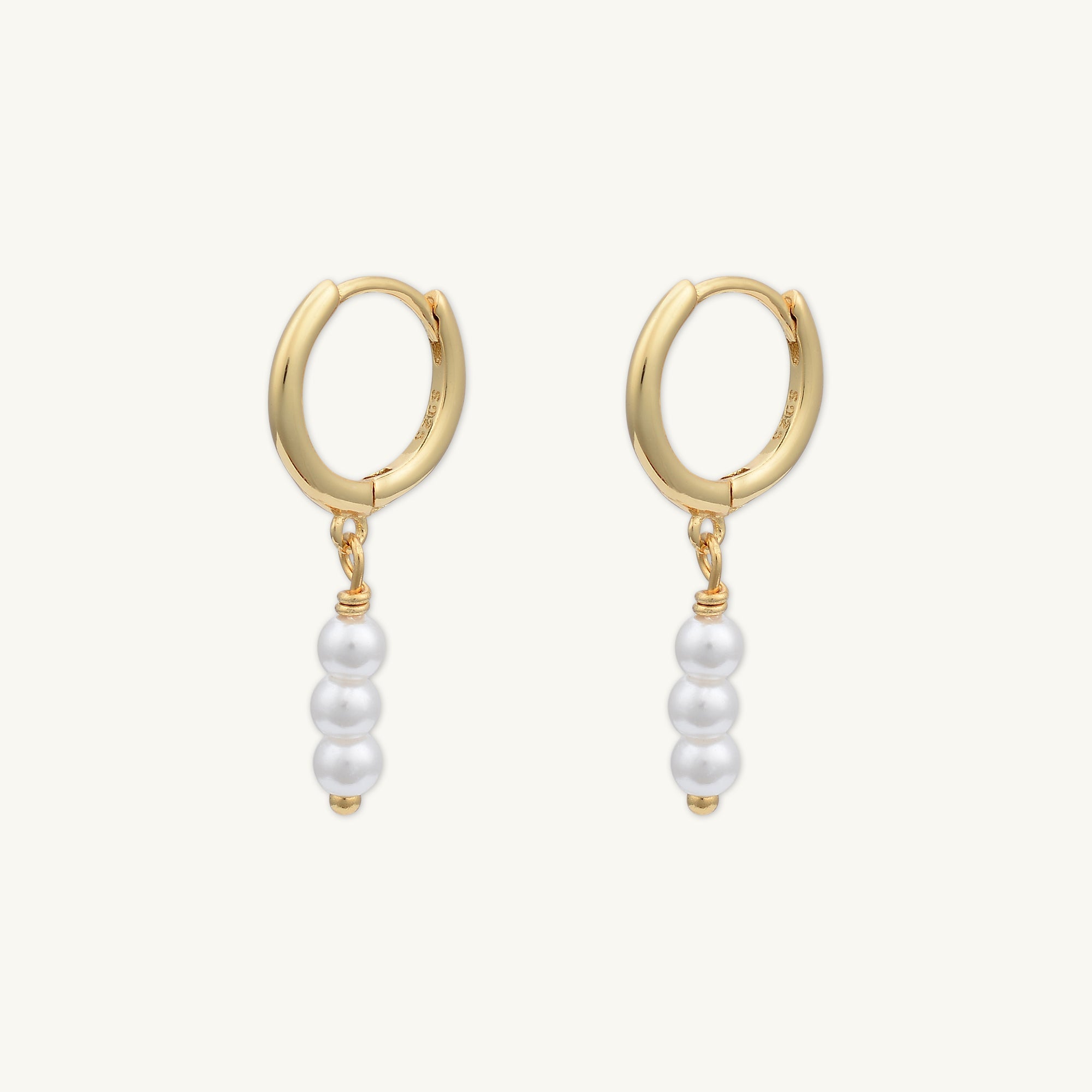 Triple Pearl Huggie Hoop Earrings - Camile & Stone