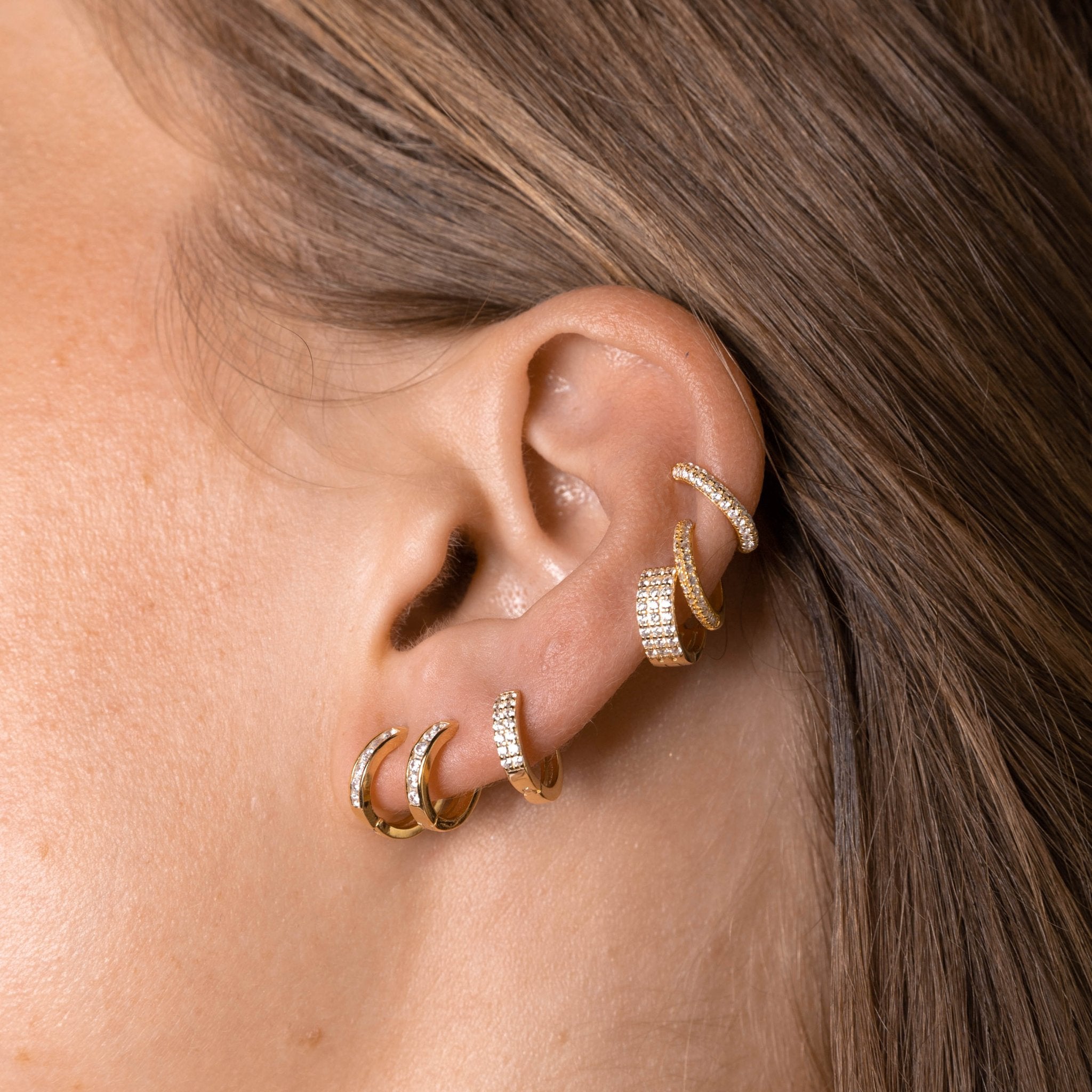 Triple Sapphire Pave Huggies - Camile & Stone