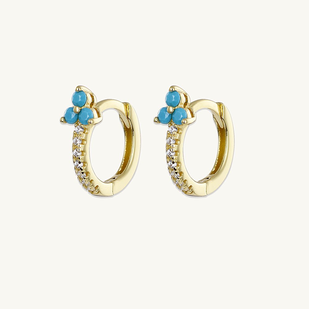 Turquoise Lotus Sapphire Hoop Earrings - Camile & Stone