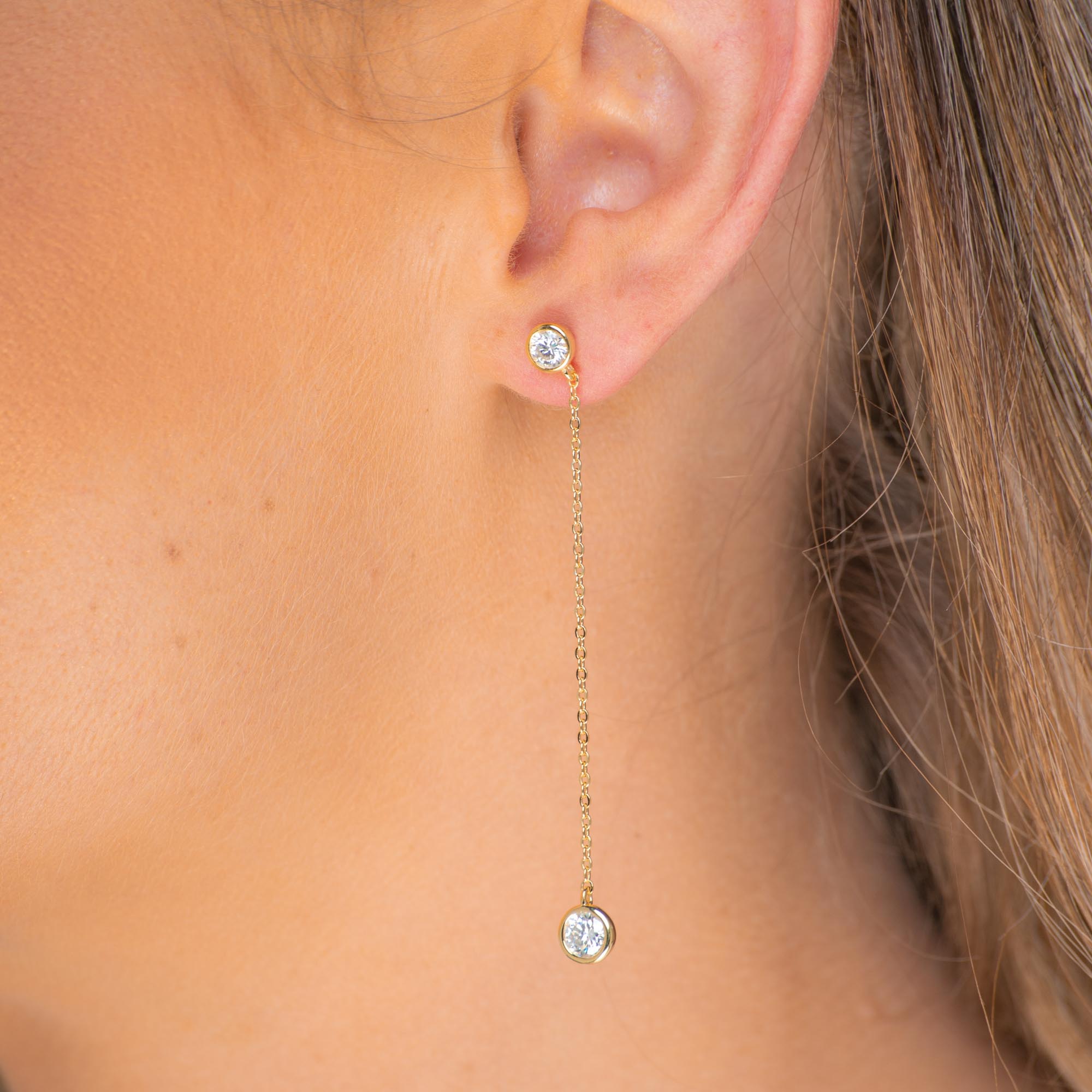 Twin Dangle Solitaire Moissanite Stud Earrings 1.6 Carat - Camile & Stone