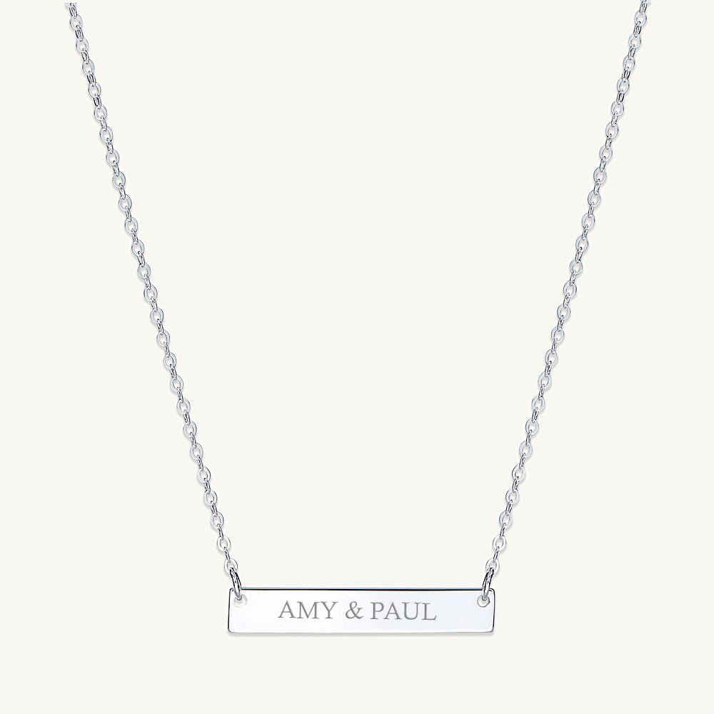 Two Name Engraved Bar Necklace - Camile & Stone