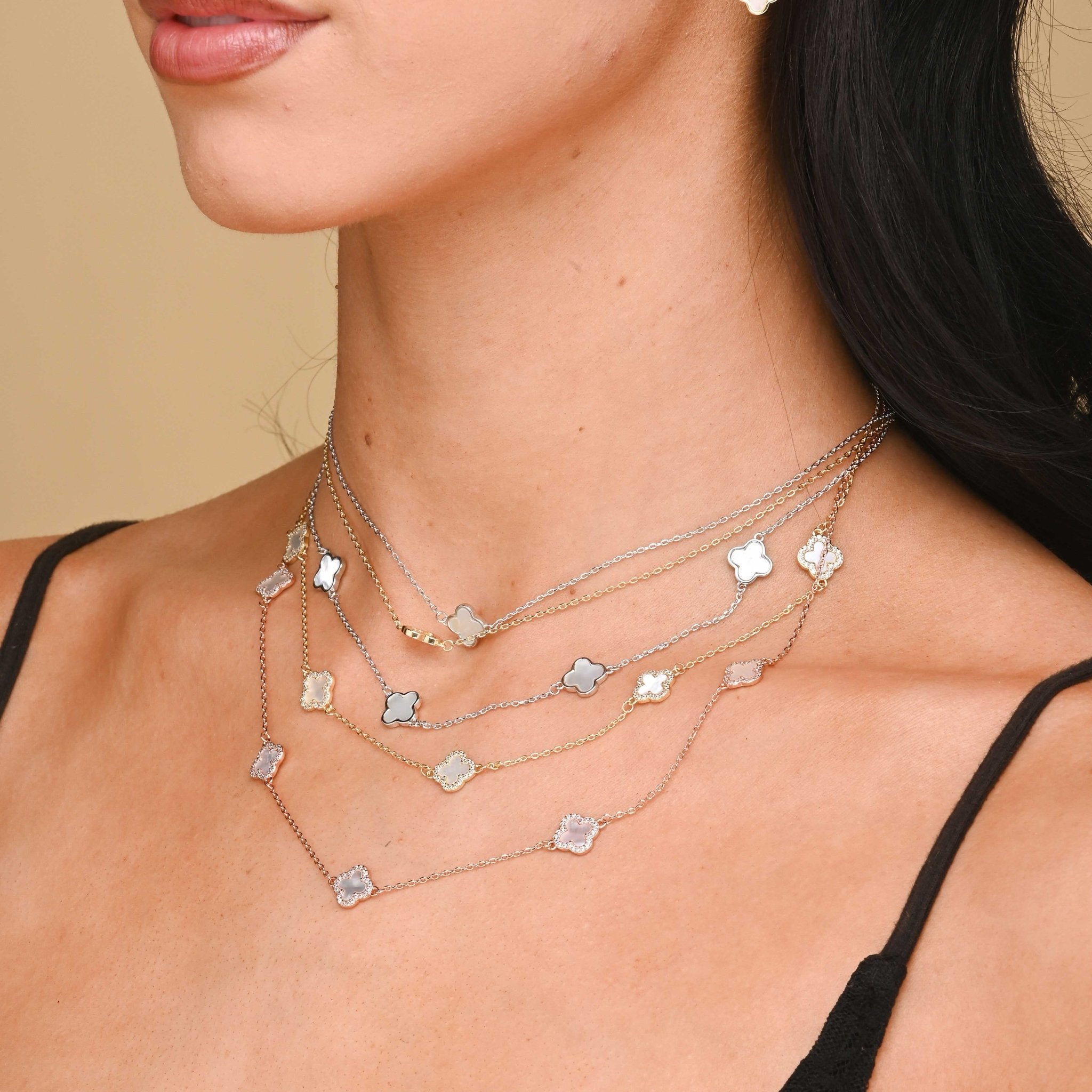 5 Clover Station MOP Sapphire Necklace - Camile & Stone