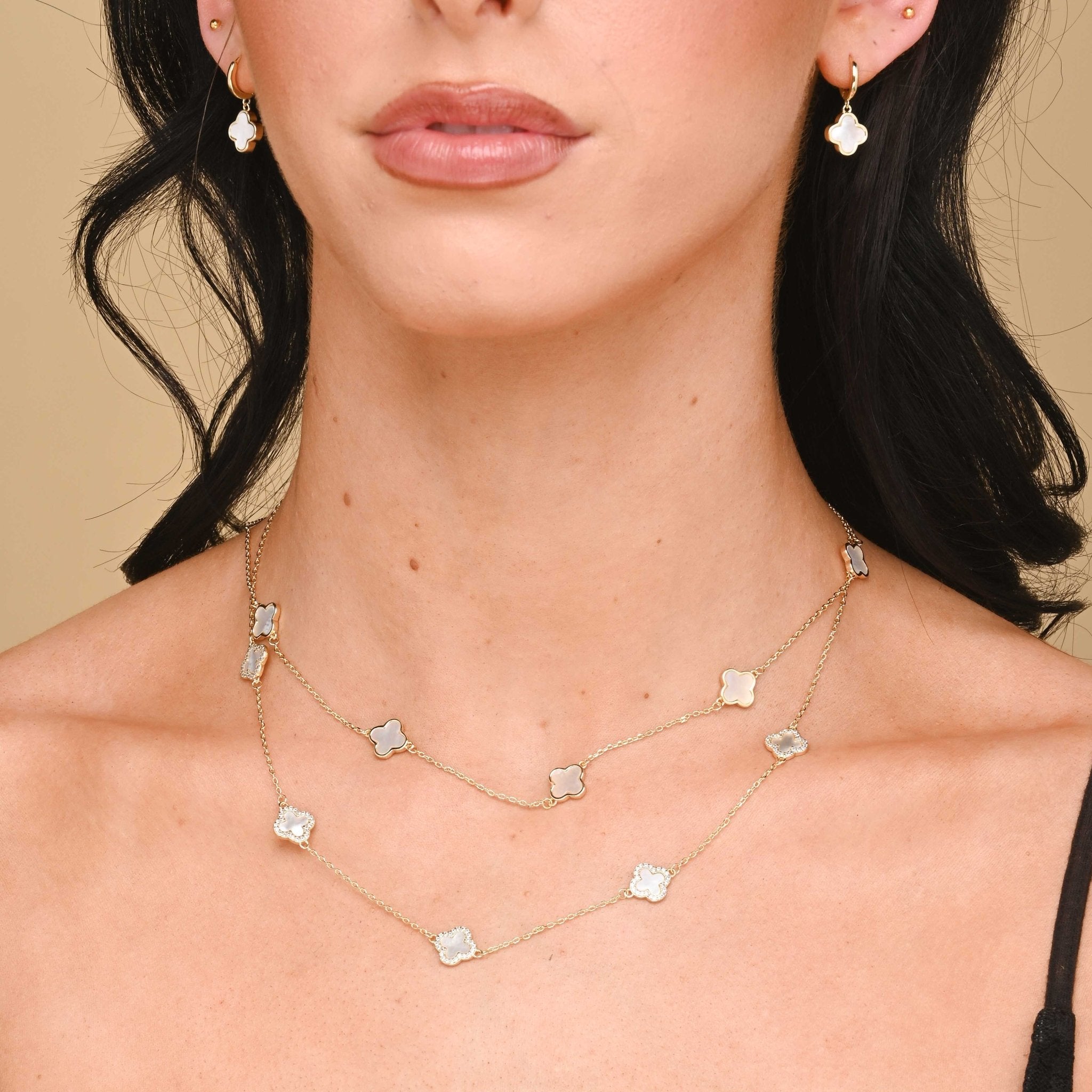 5 Clover Station MOP Sapphire Necklace - Camile & Stone