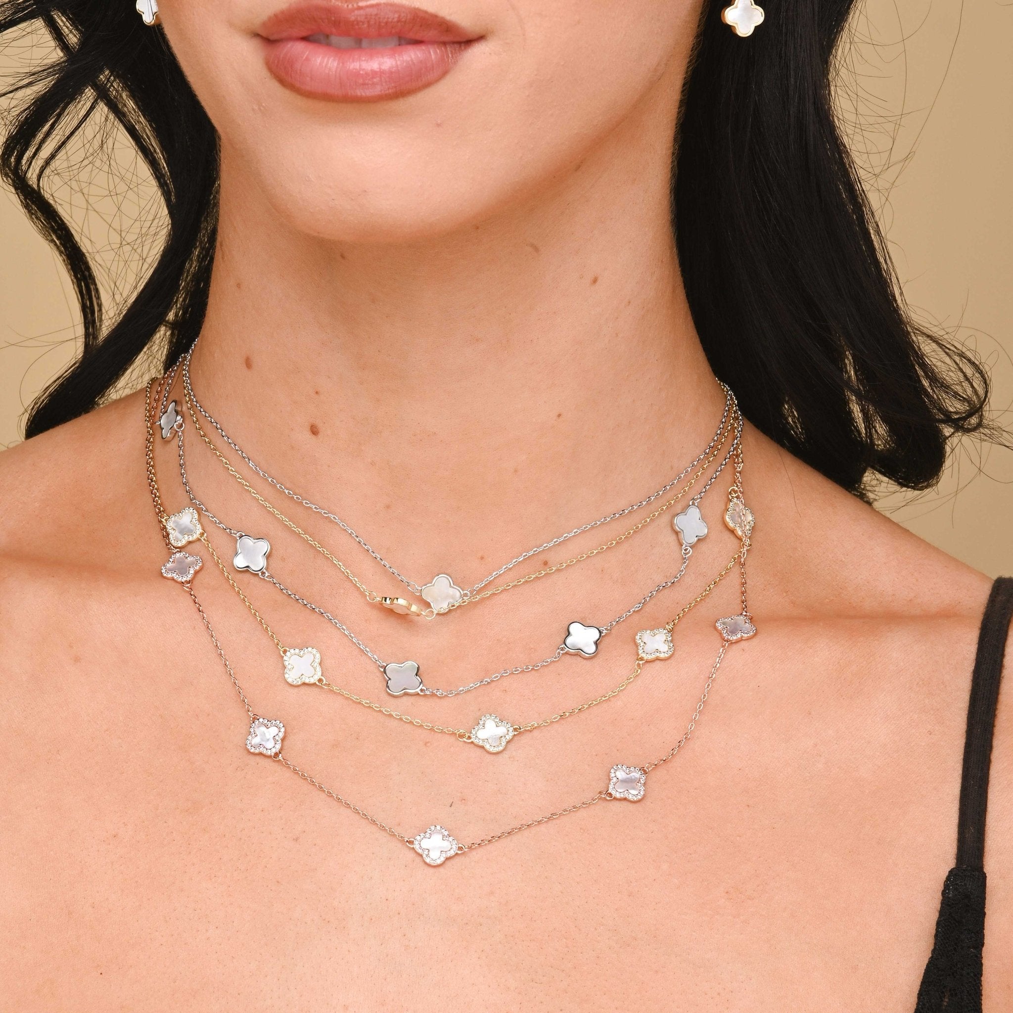 5 Clover Station MOP Sapphire Necklace - Camile & Stone