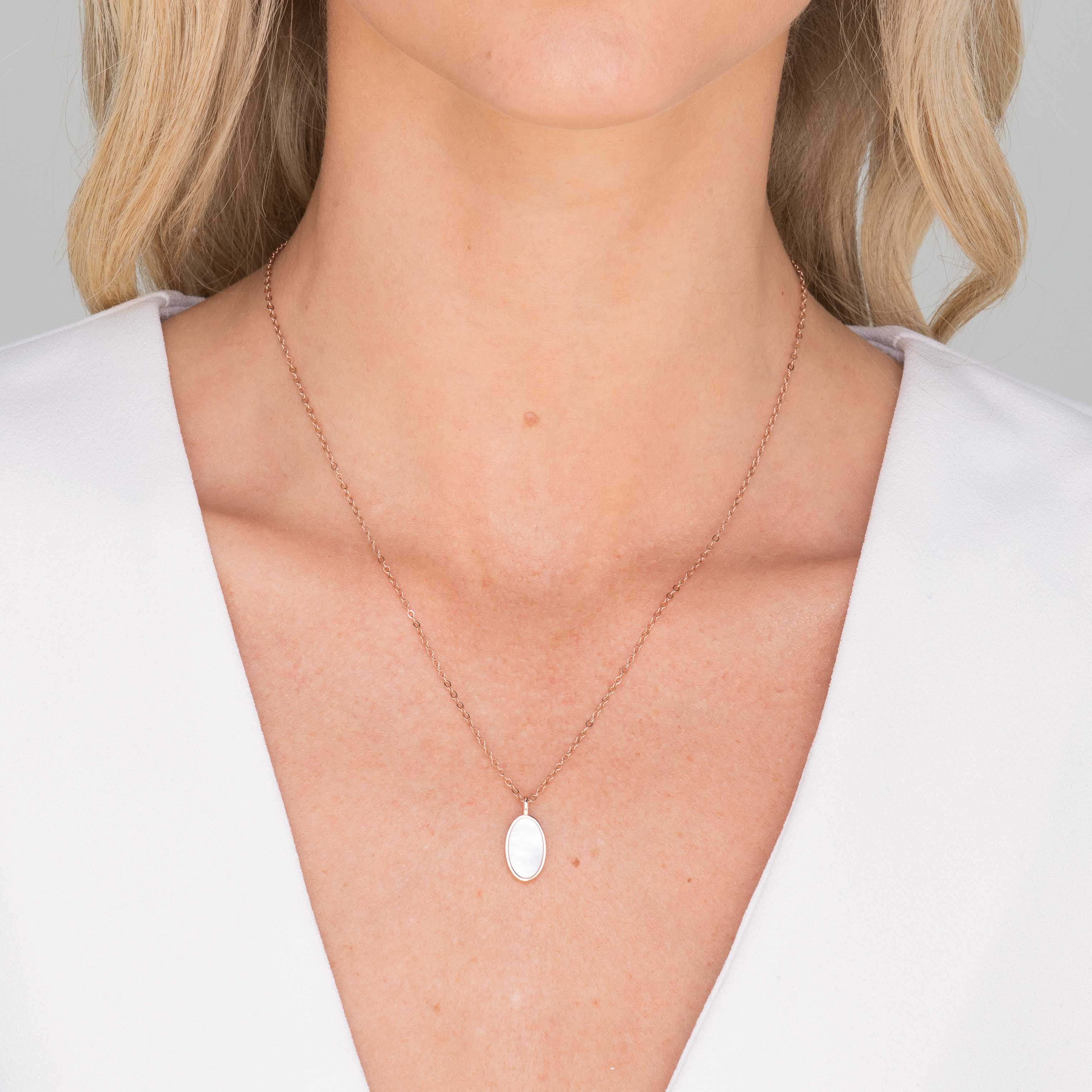 Mother Of Pearl Oval Medallion Necklace