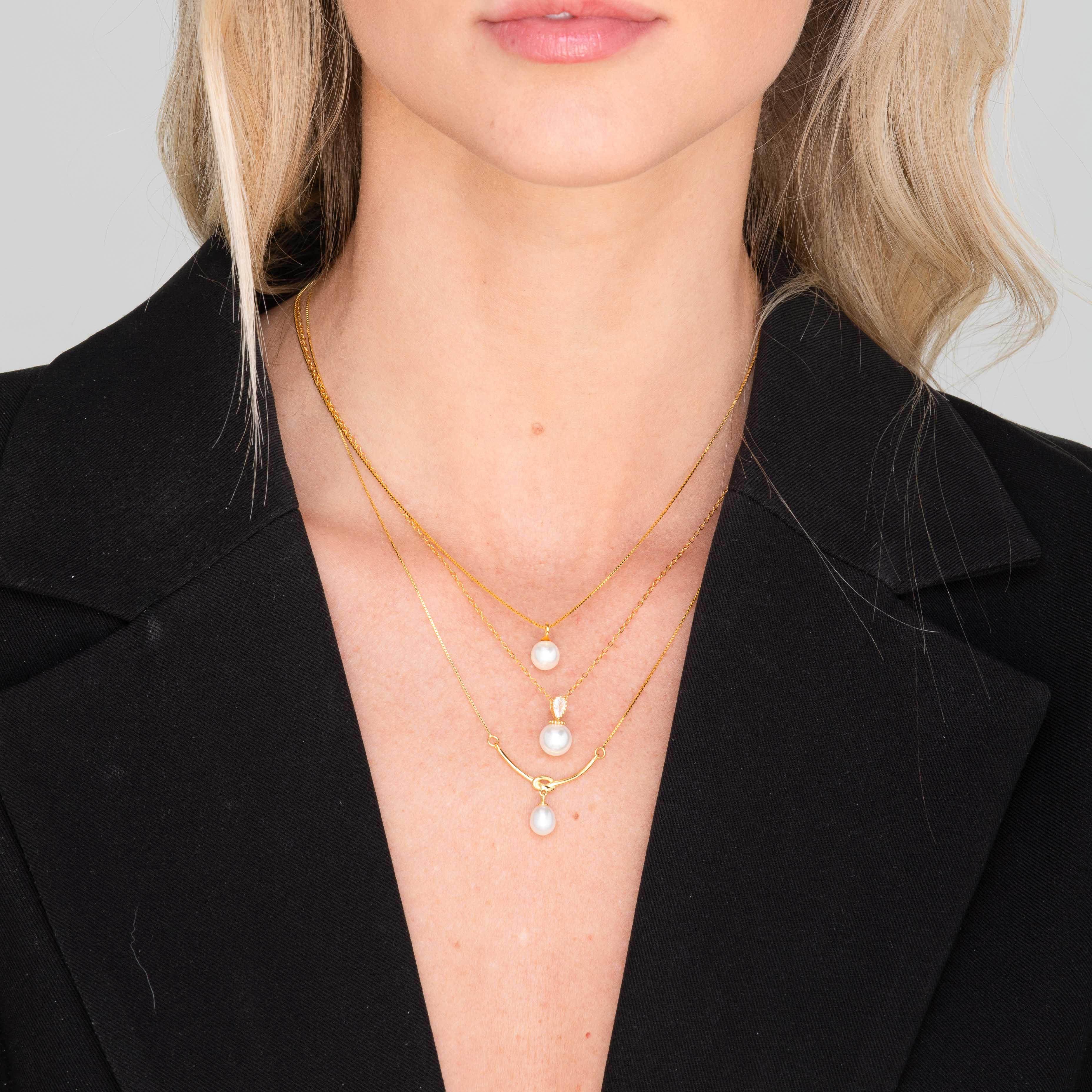 Love Knot Freshwater Pearl Drop Necklace