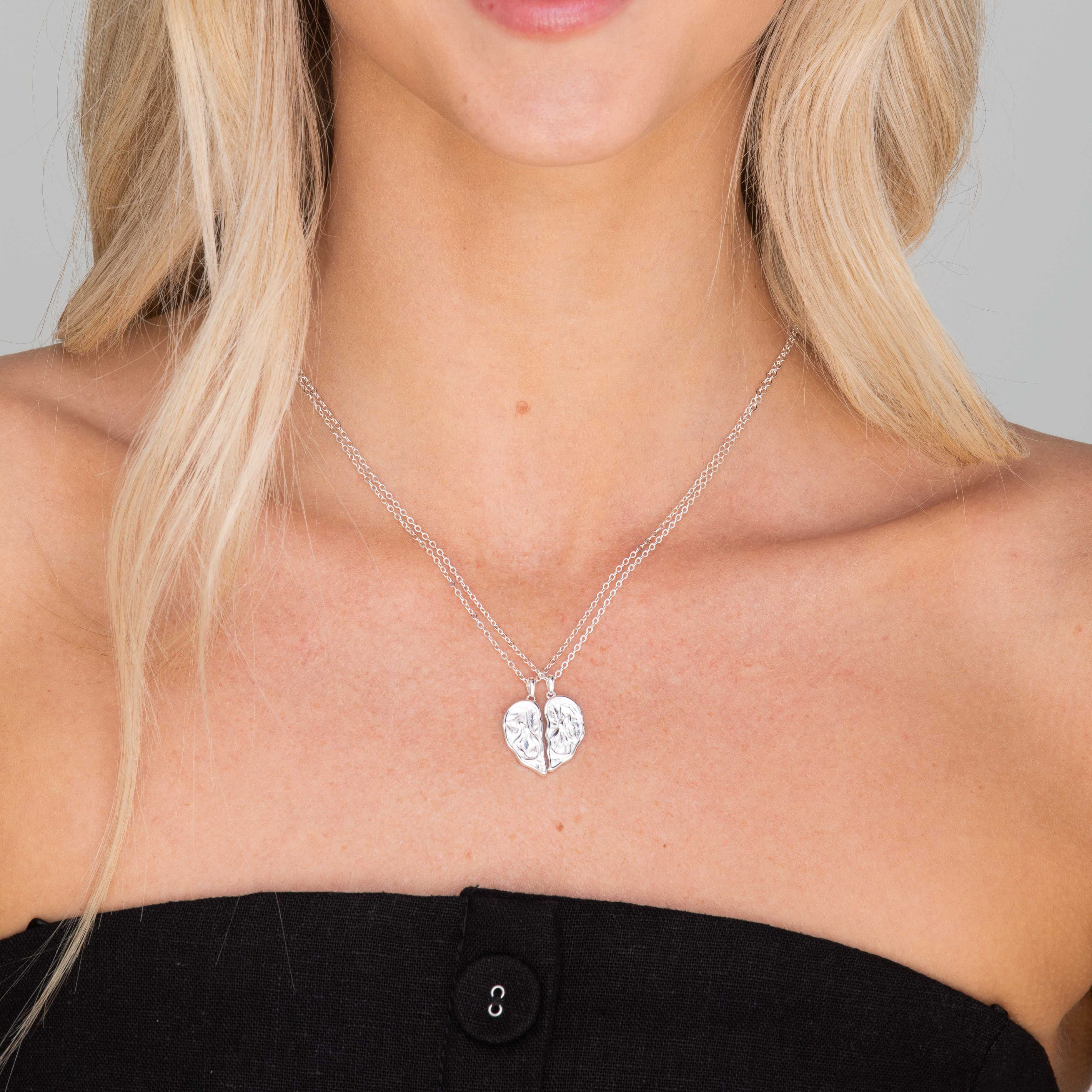 Best Friend / Sister Heart Mermaid Necklace Set