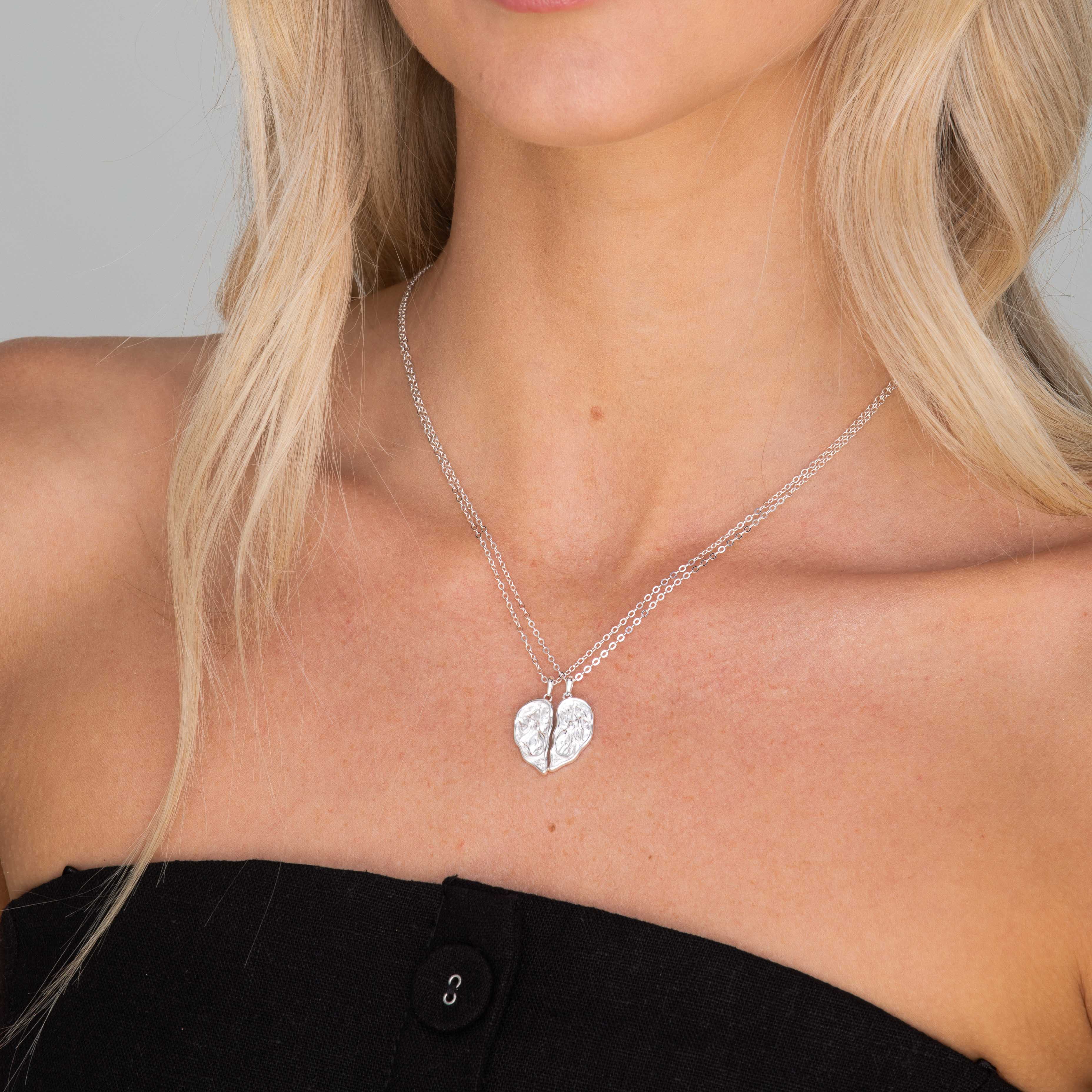 Best Friend / Sister Heart Mermaid Necklace Set