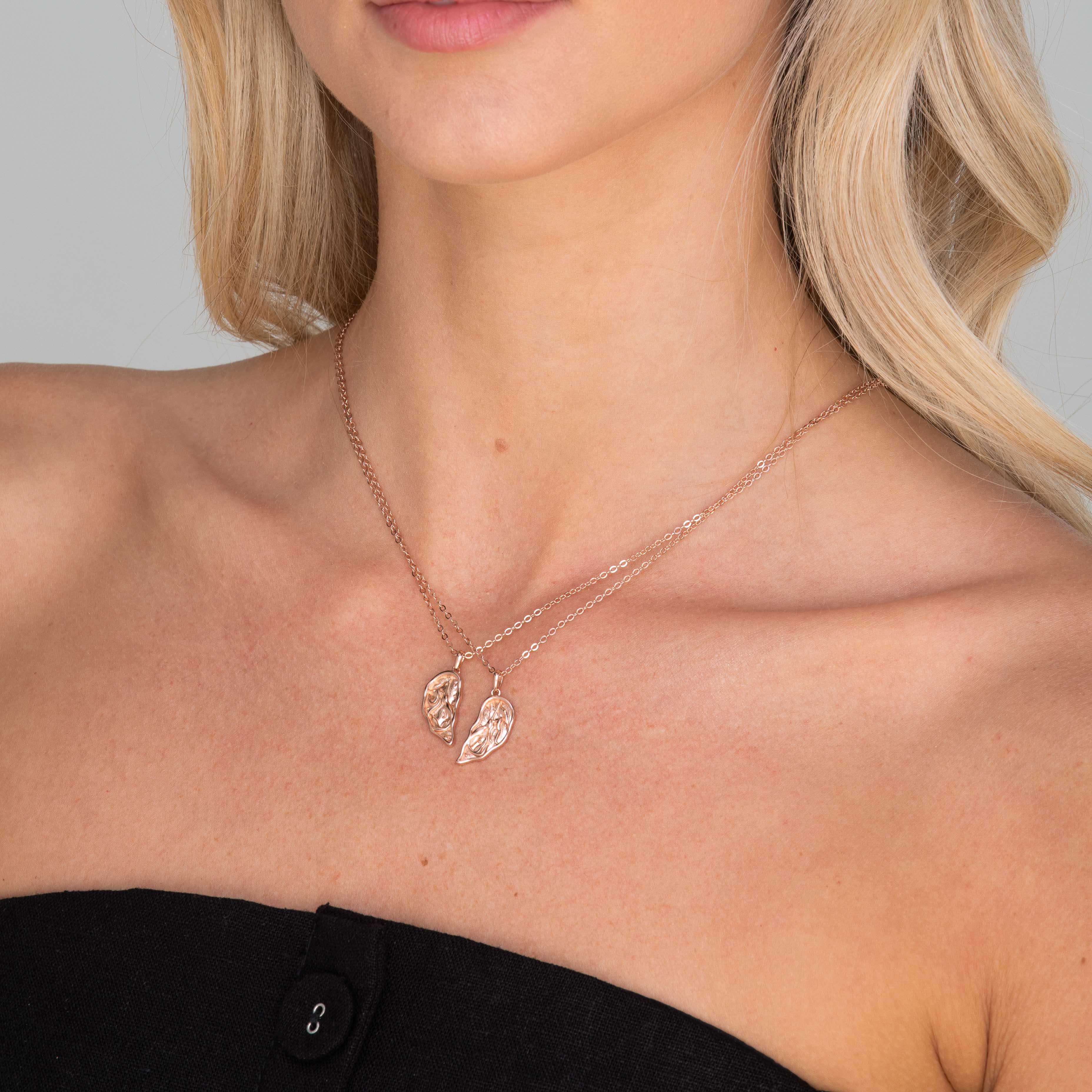 Best Friend Heart Mermaid Necklace Set