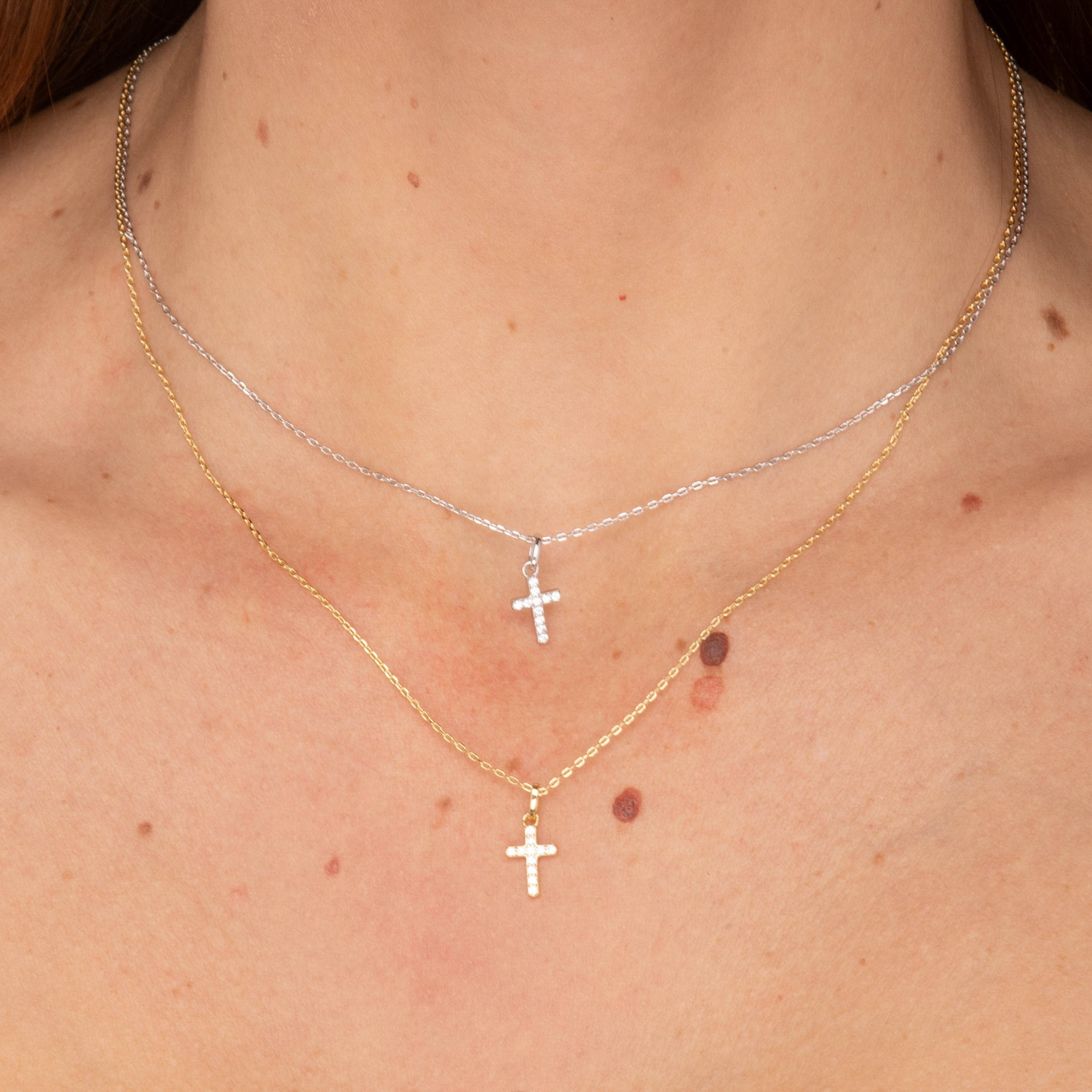 Cross Sapphire Pendant Chain Necklace