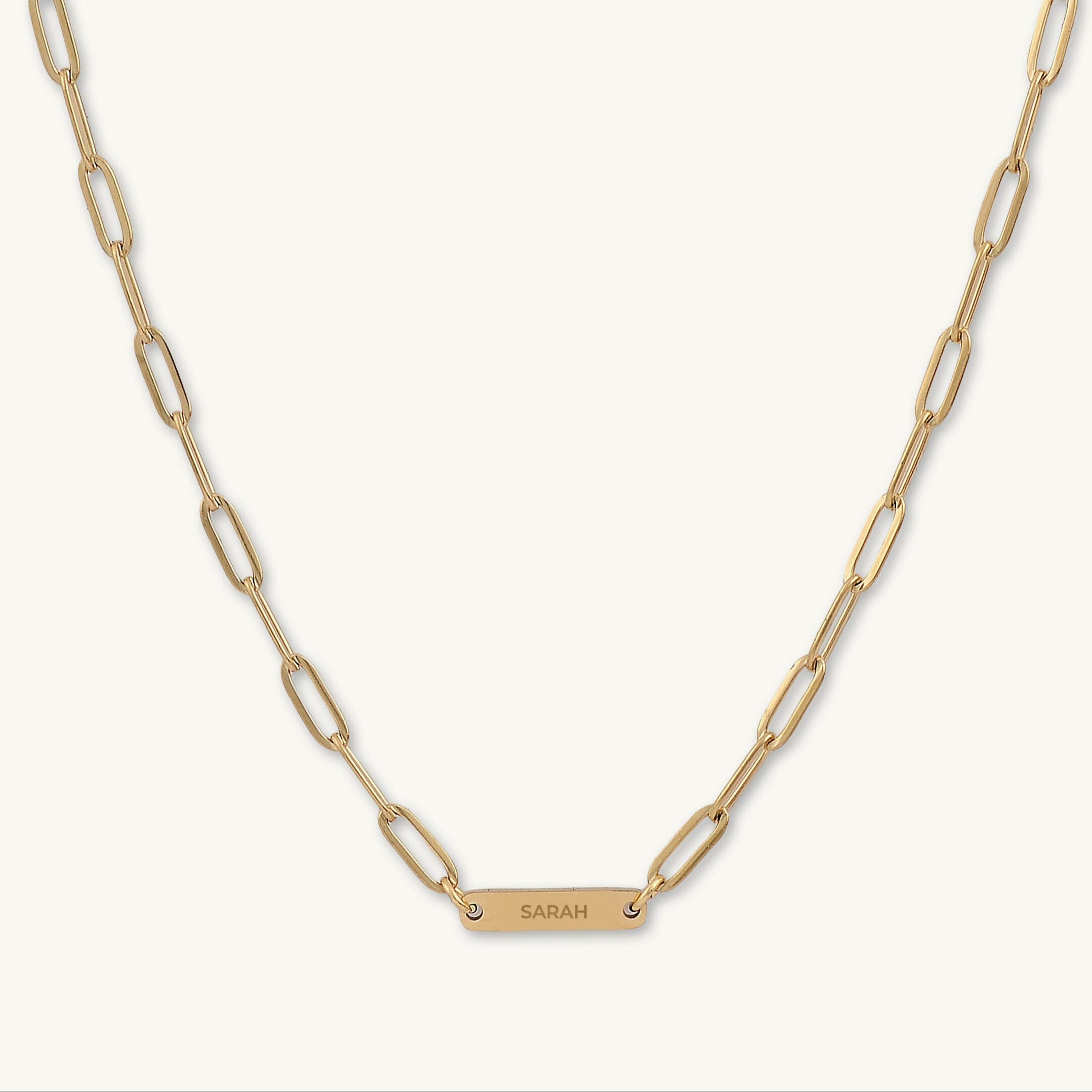 1 Bar Paper link Engraved Necklace