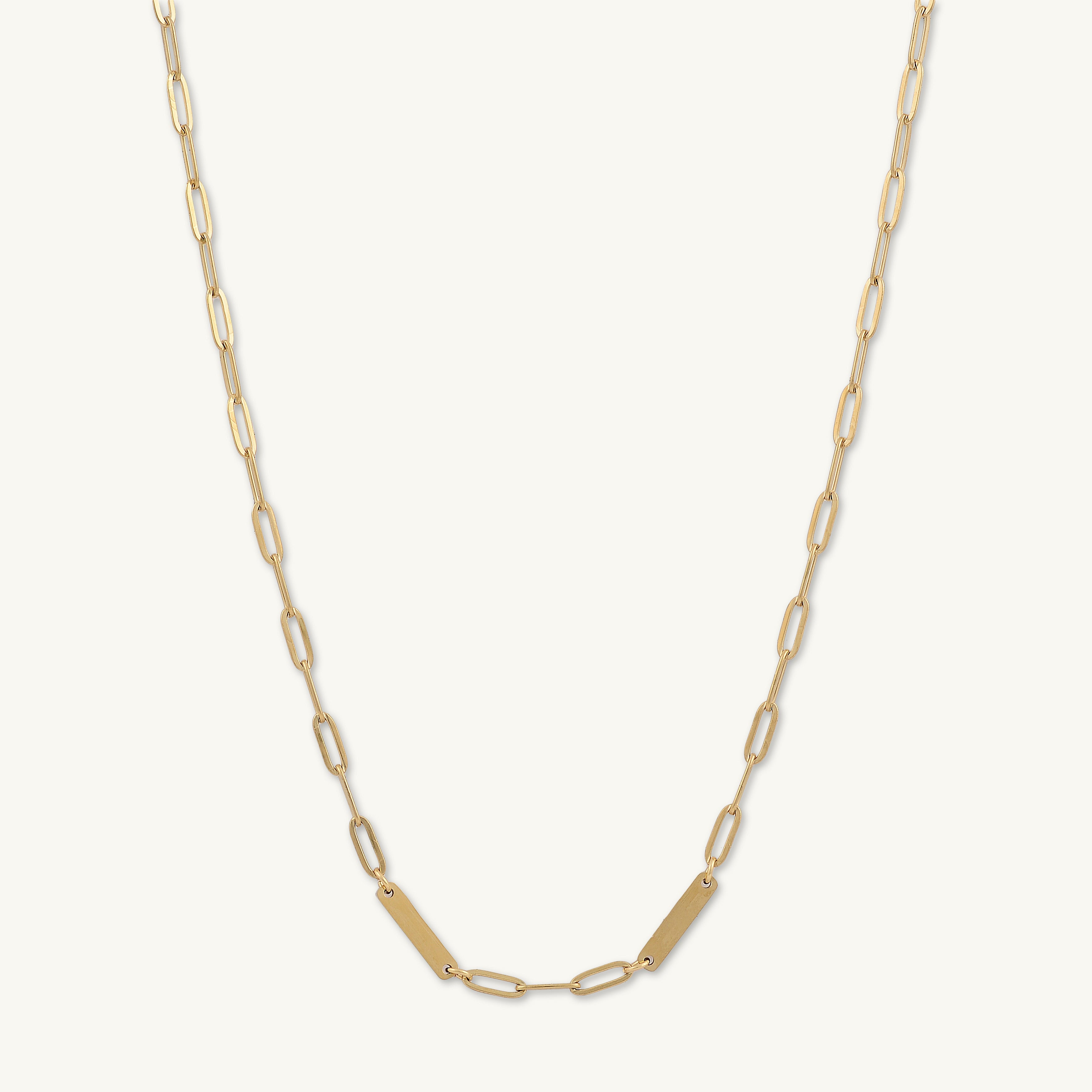 2 Bar Paper link Engraved Necklace