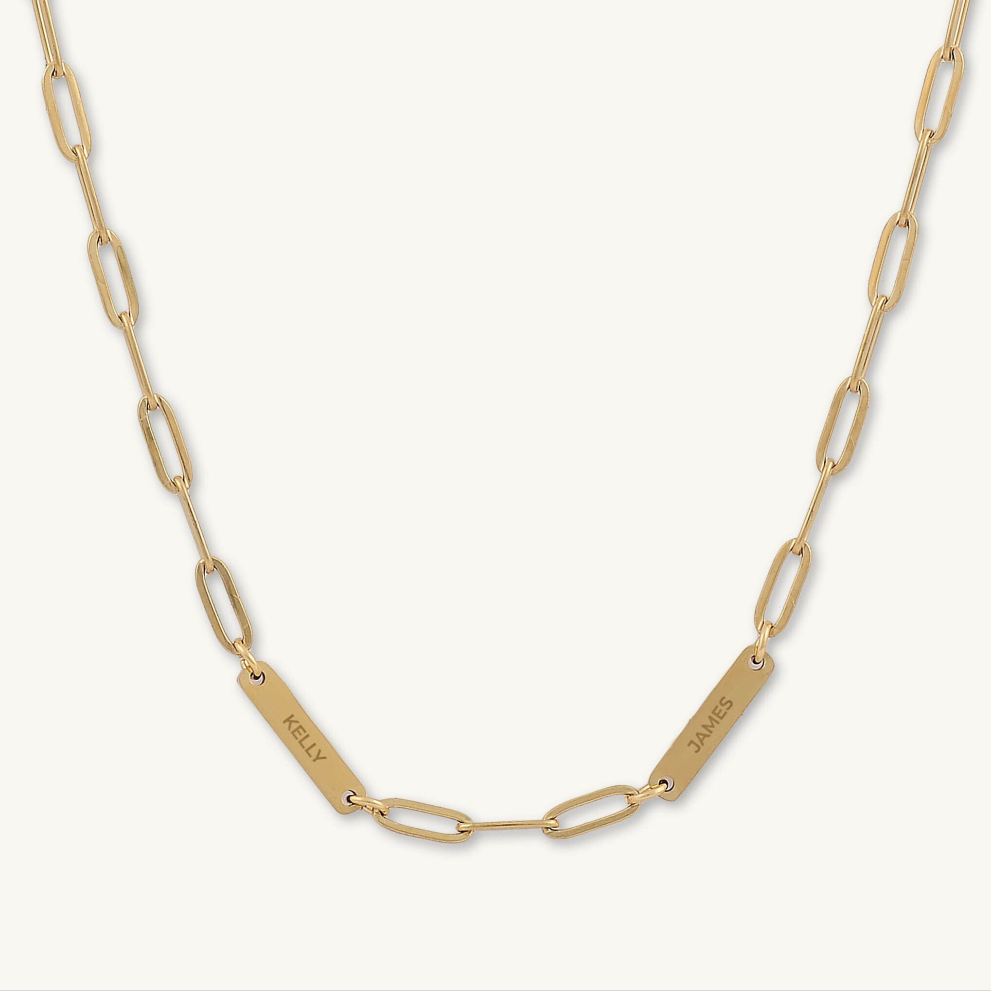 2 Bar Paper link Engraved Necklace