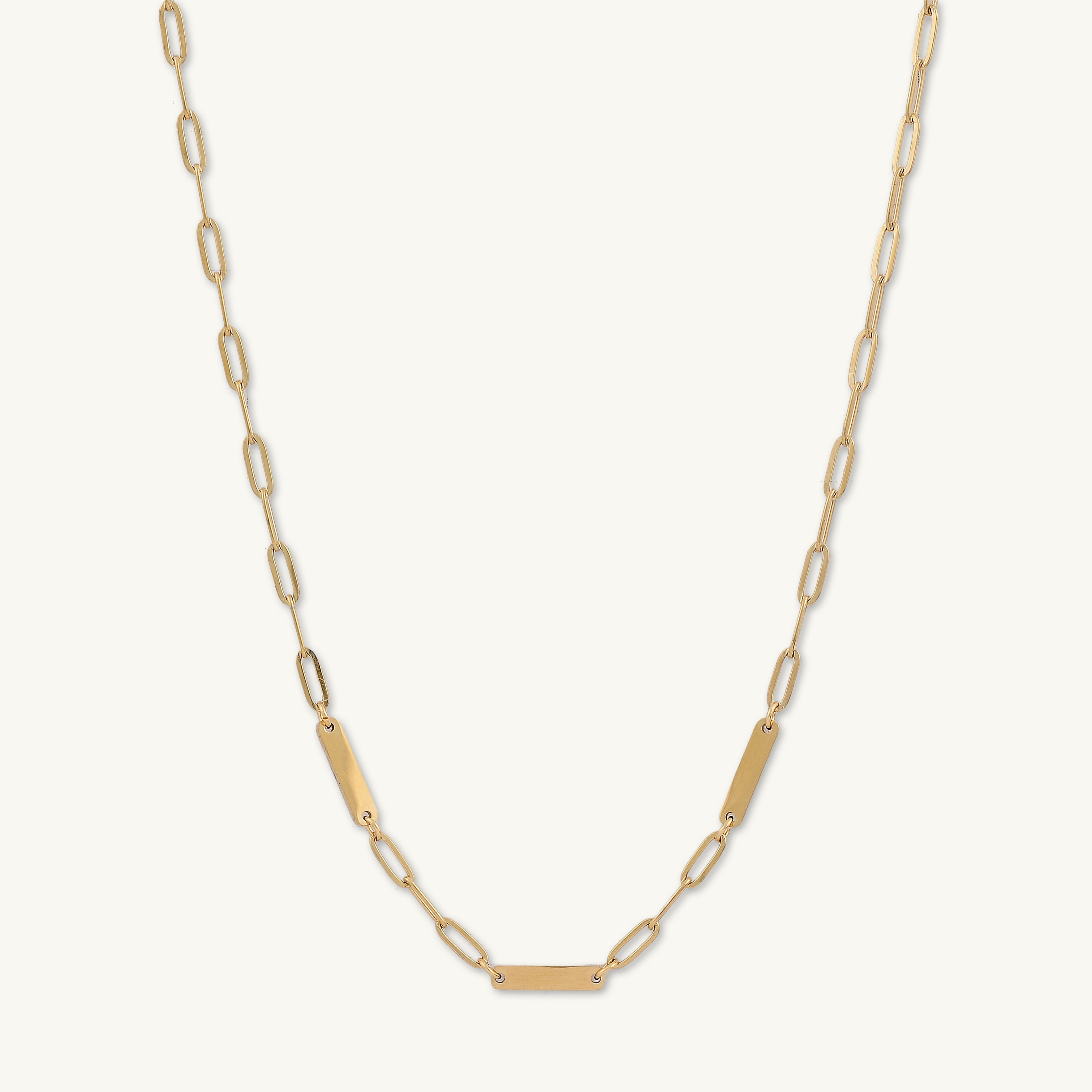 3 Bar Paper link Engraved Necklace
