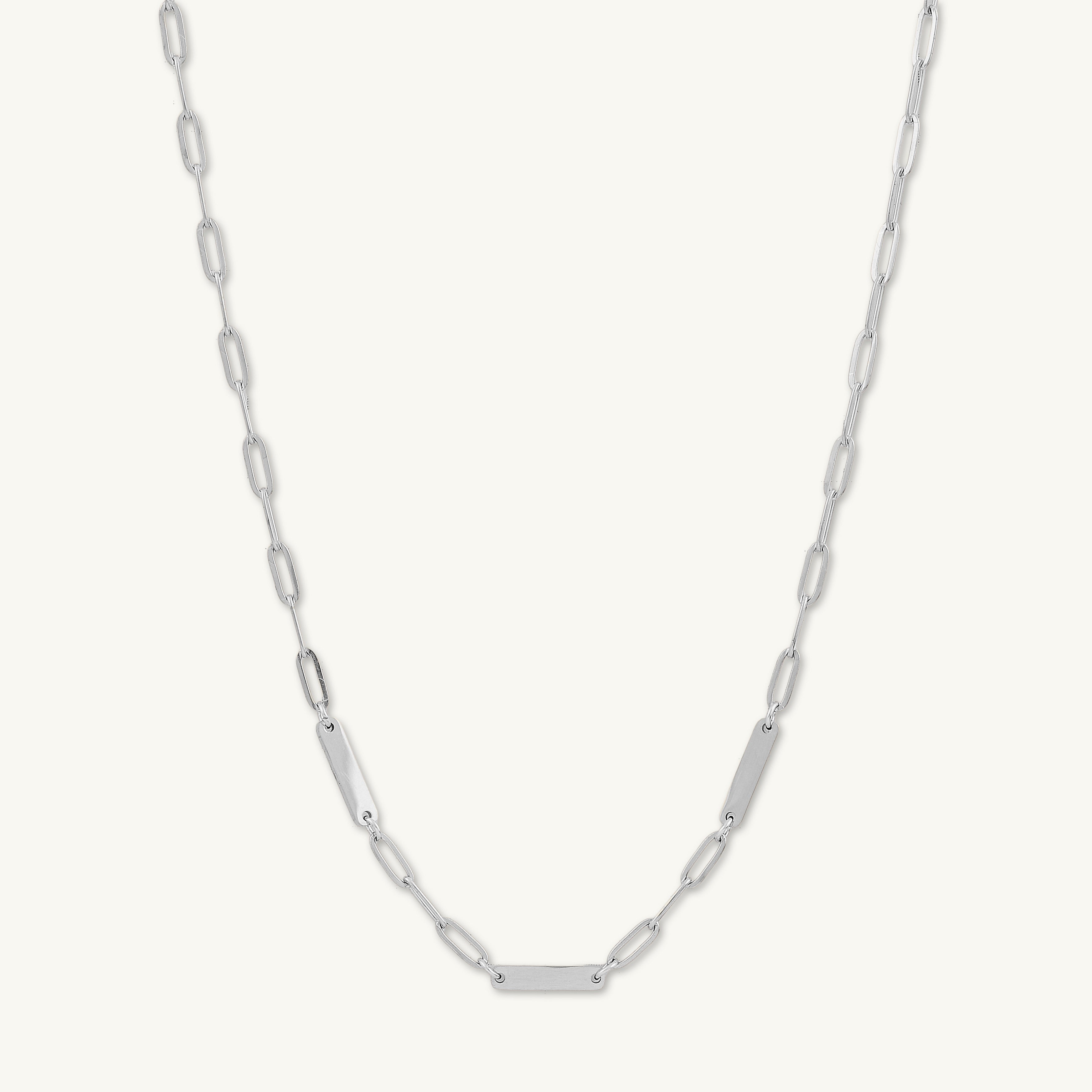 3 Bar Paper link Engraved Necklace
