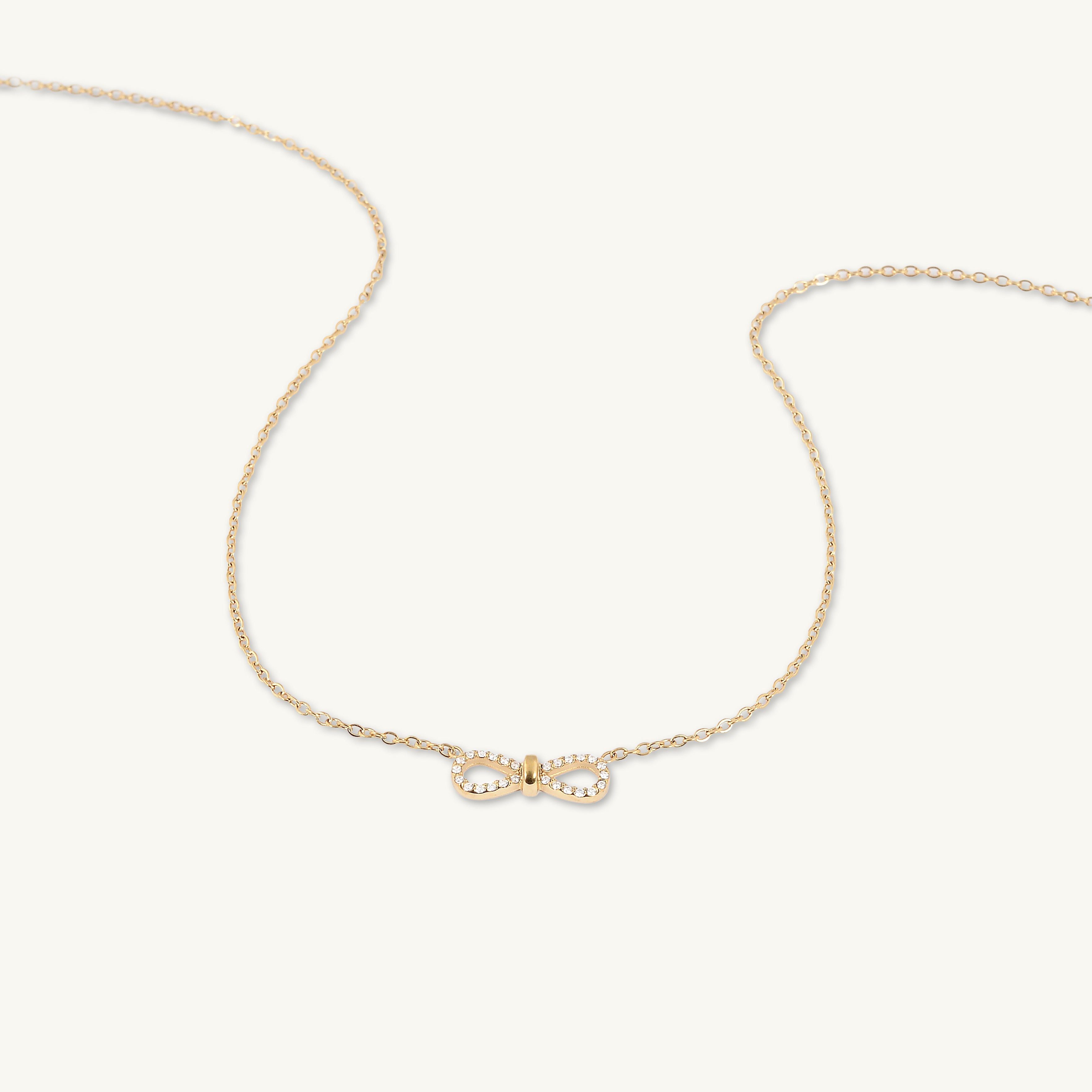 Infinity Ribbon Bow Necklace