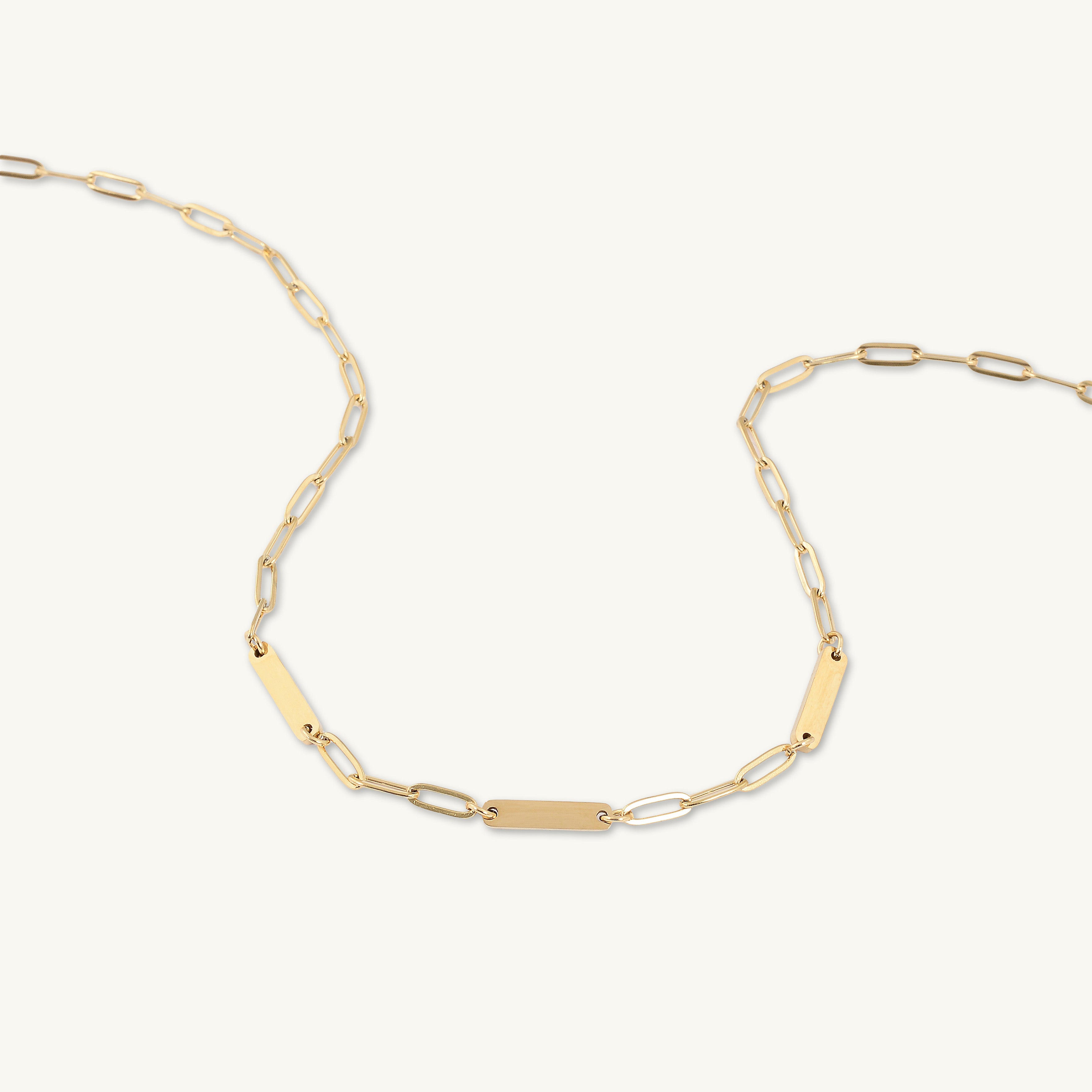 3 Bar Paper link Engraved Necklace