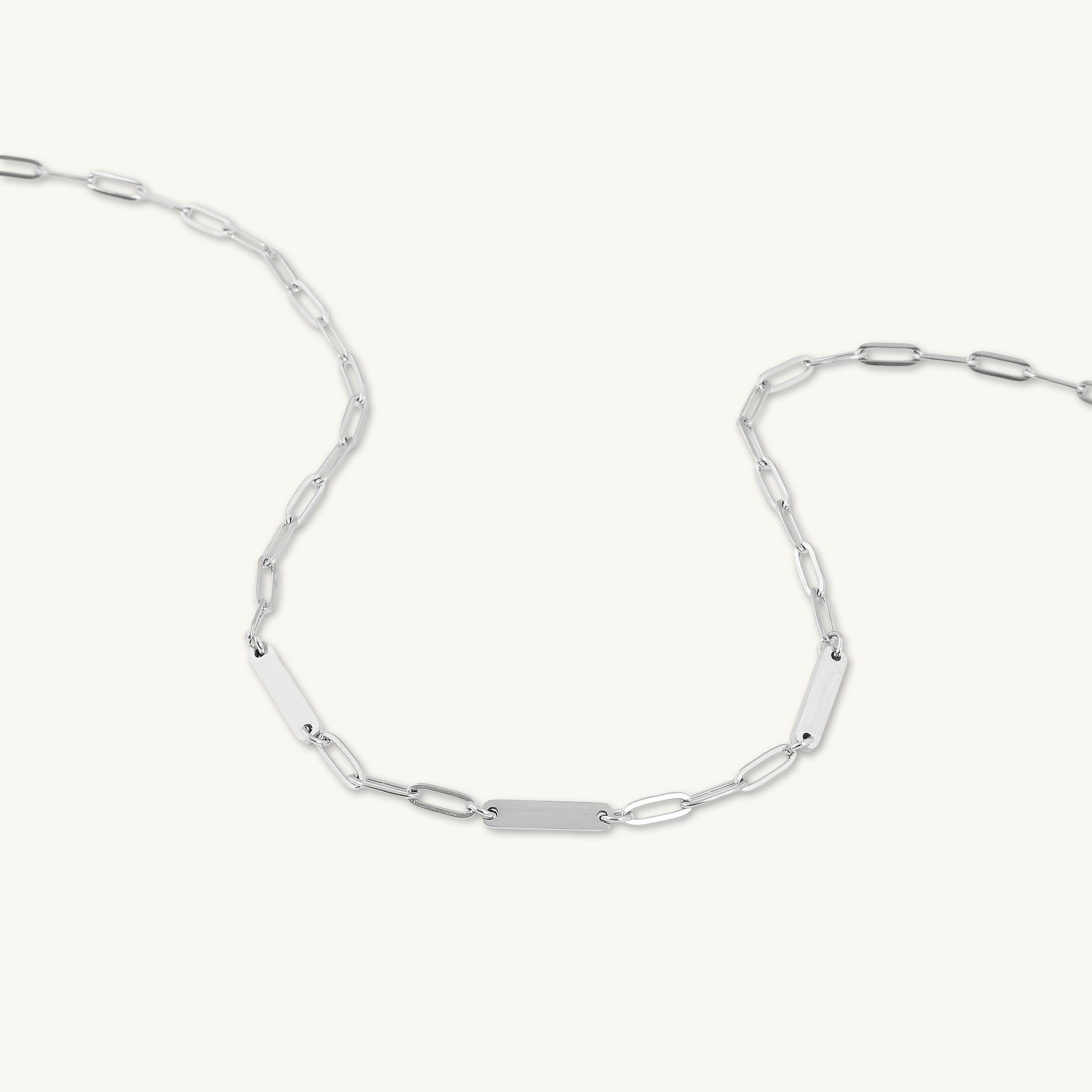 3 Bar Paper link Engraved Necklace