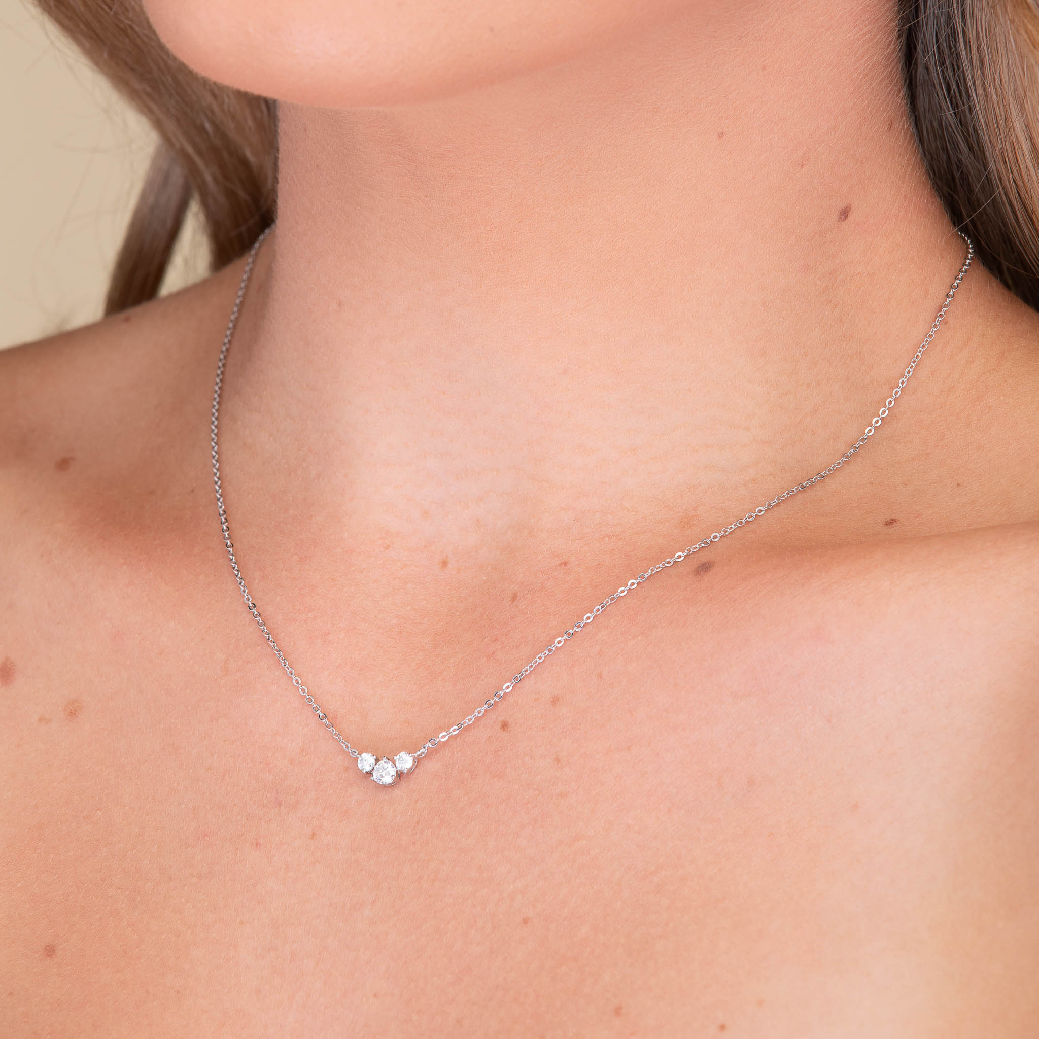 Trio Solitaire Moissanite Necklace