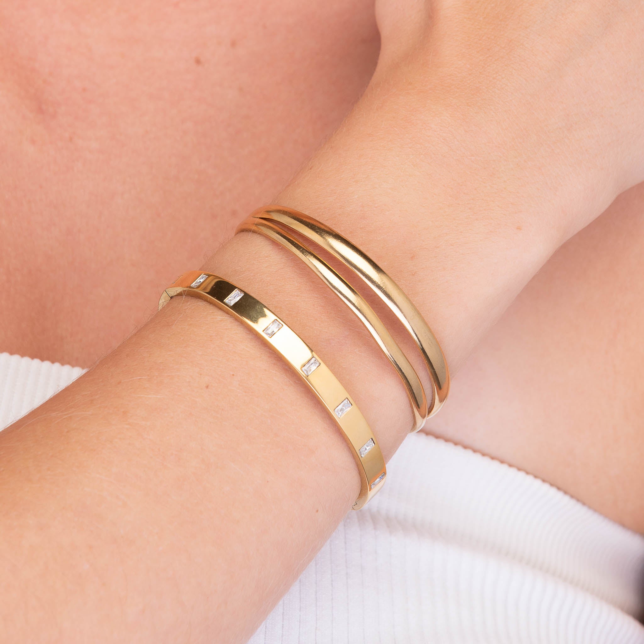 Baguette Hinged Bangle Bracelet