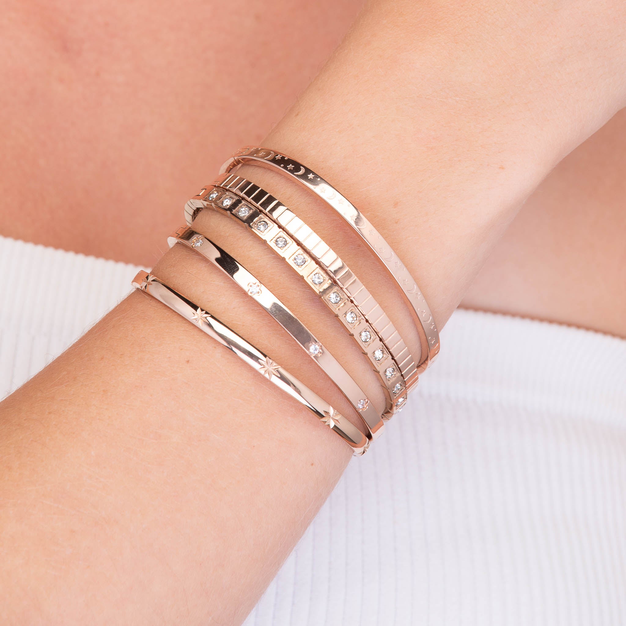 Moonlight Hinged Bangle Bracelet