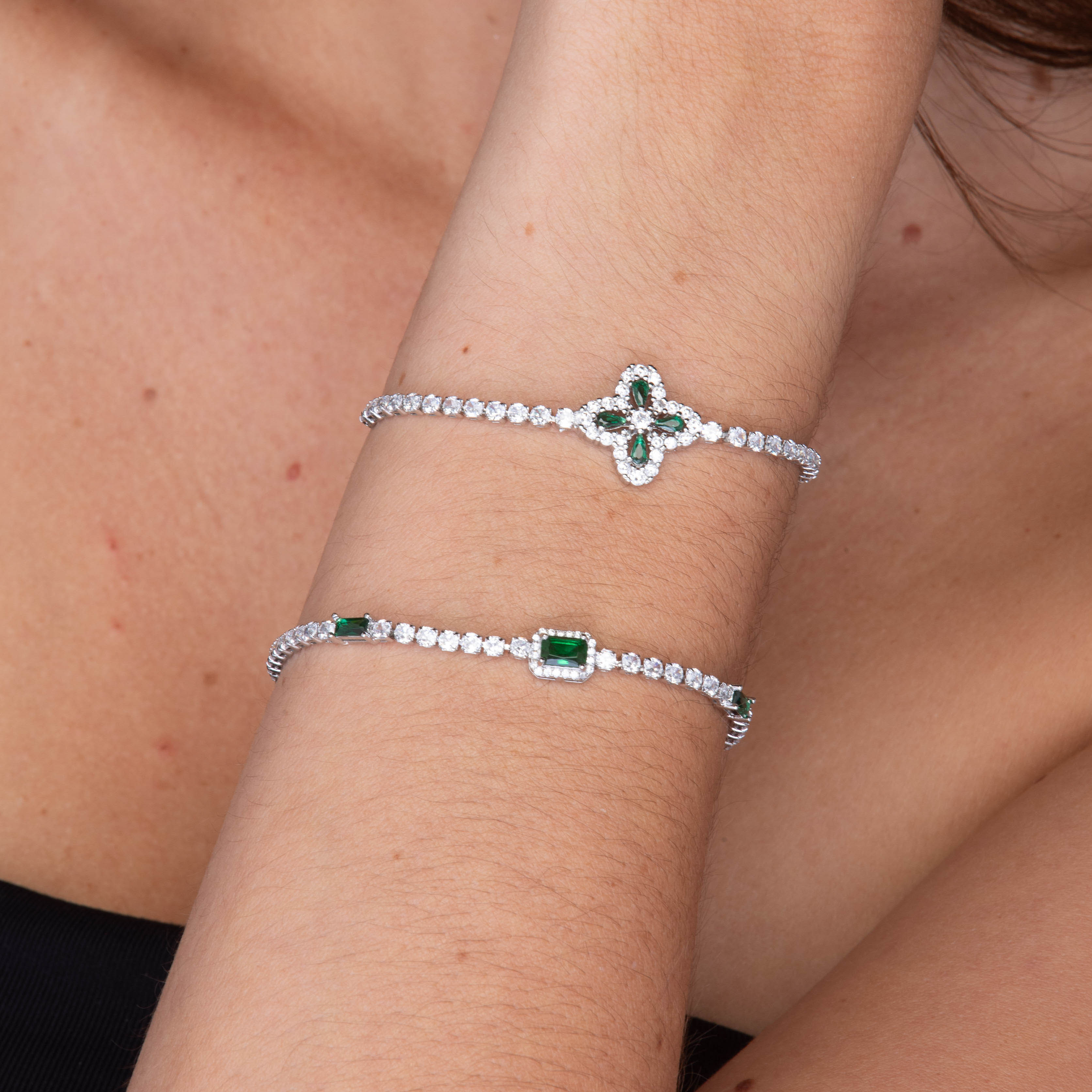 Clover Emerald Tennis Bracelet