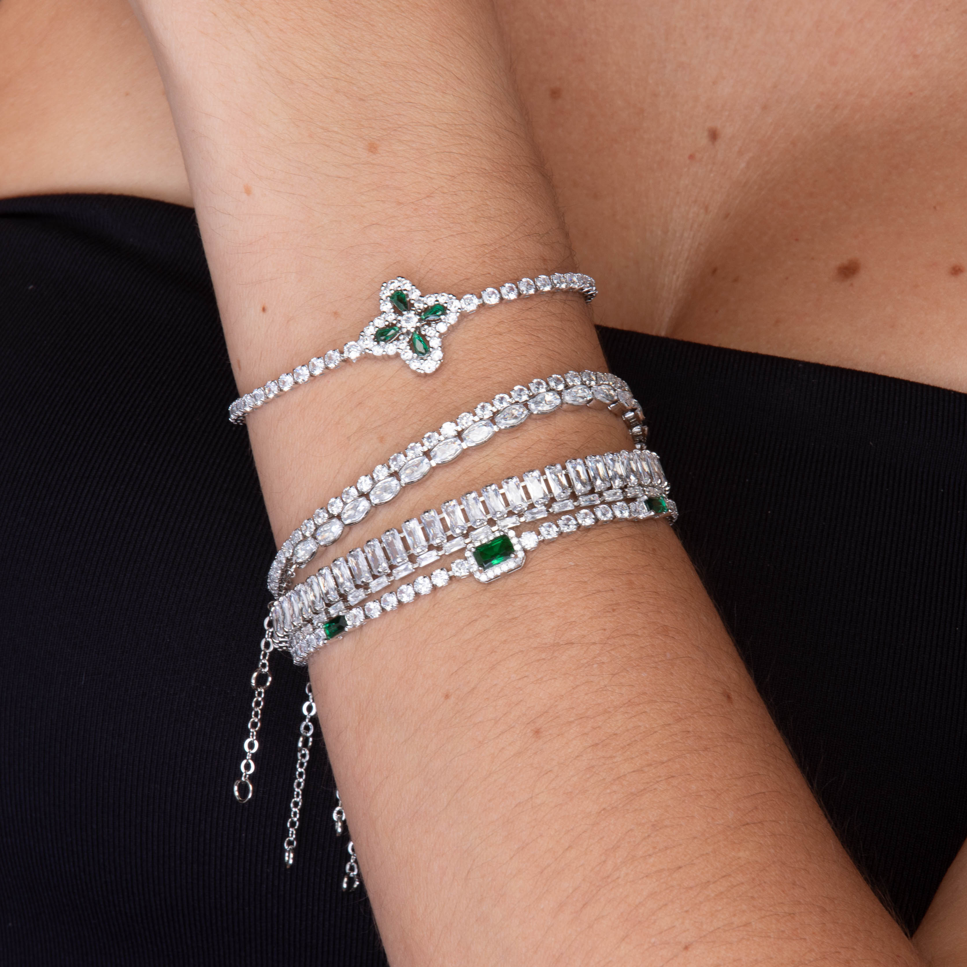 Clover Emerald Tennis Bracelet