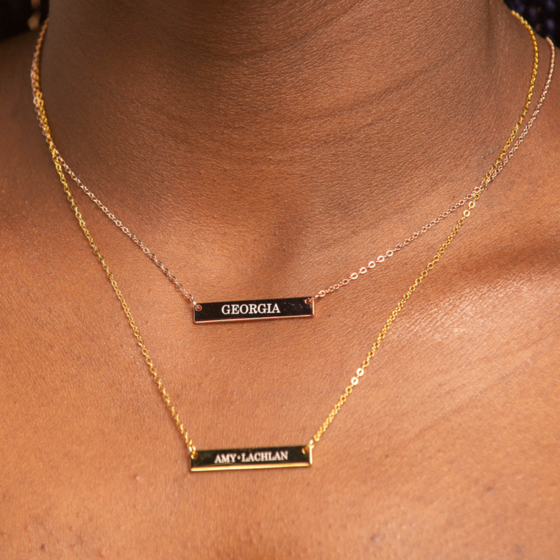 Engraved Personalised Bar Necklace Camile And Stone Jewellery