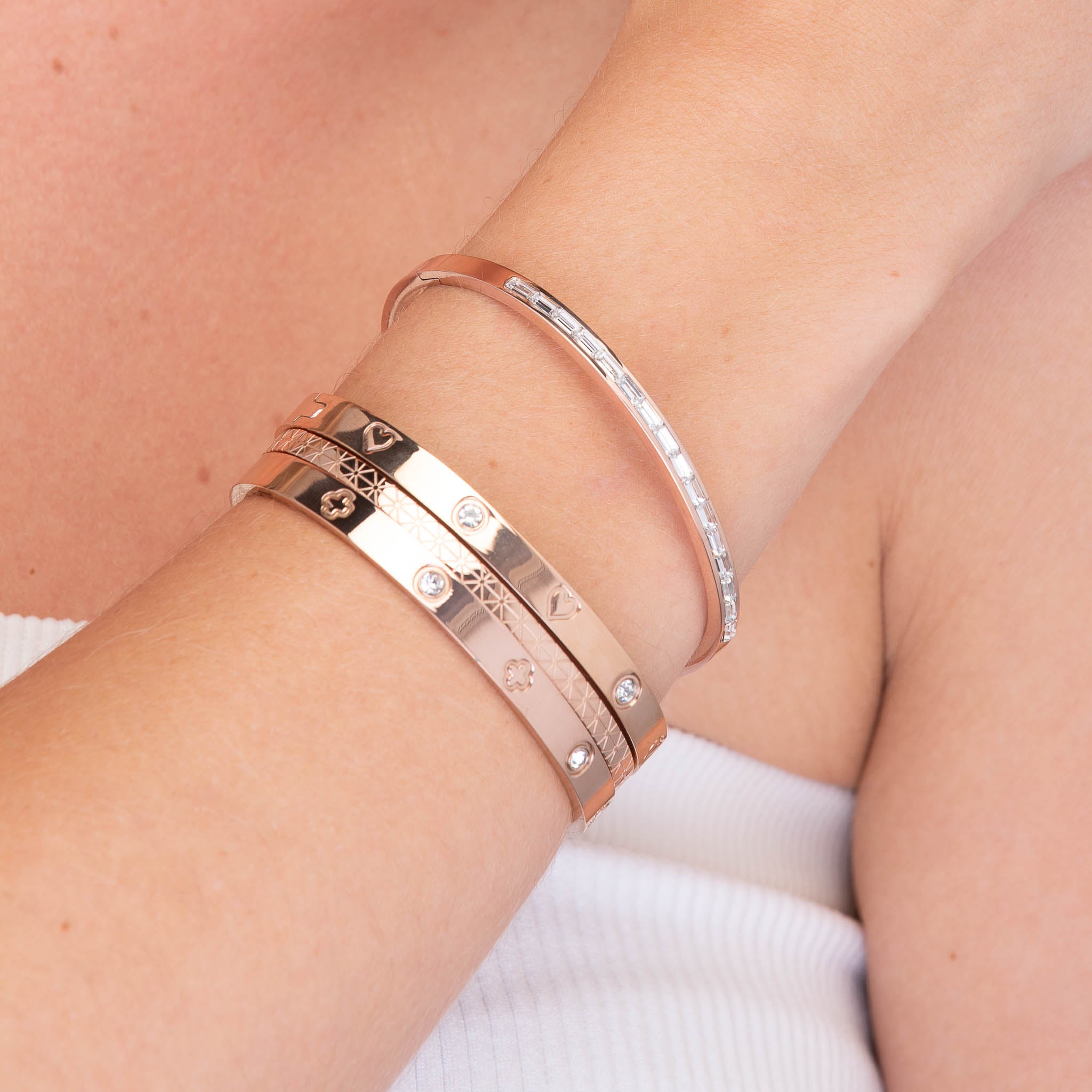 Linear Baguette Hinged Bangle Bracelet