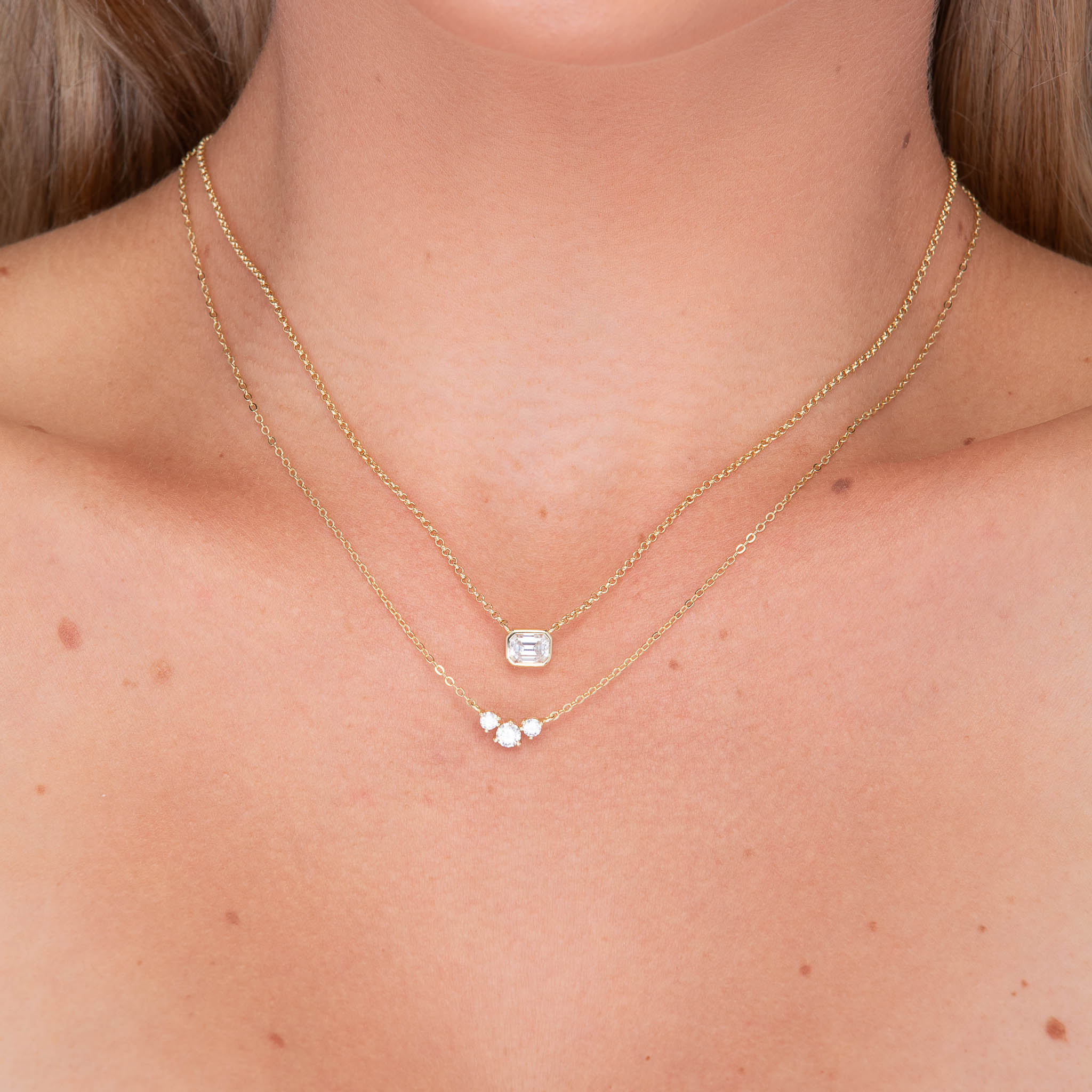 Trio Solitaire Moissanite Necklace