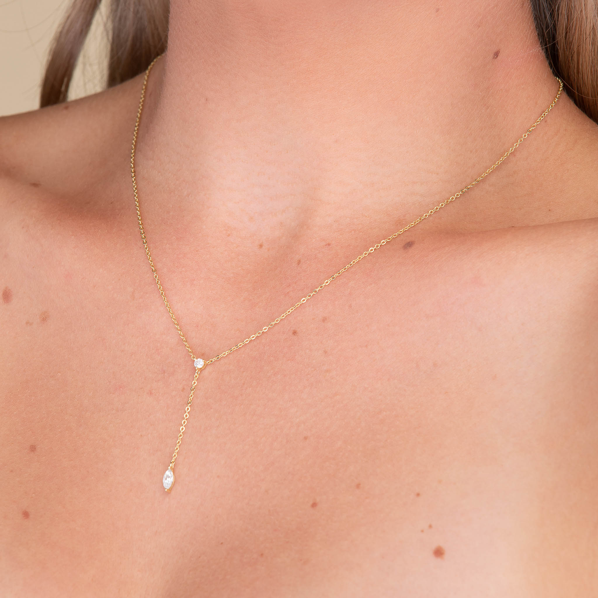 Marquise Y Drop Moissanite Long Necklace