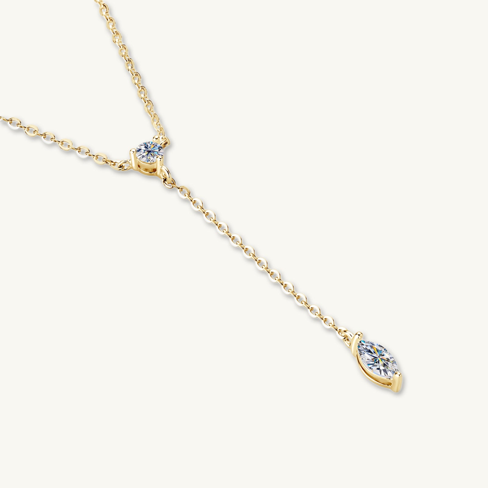 Marquise Y Drop Moissanite Long Necklace