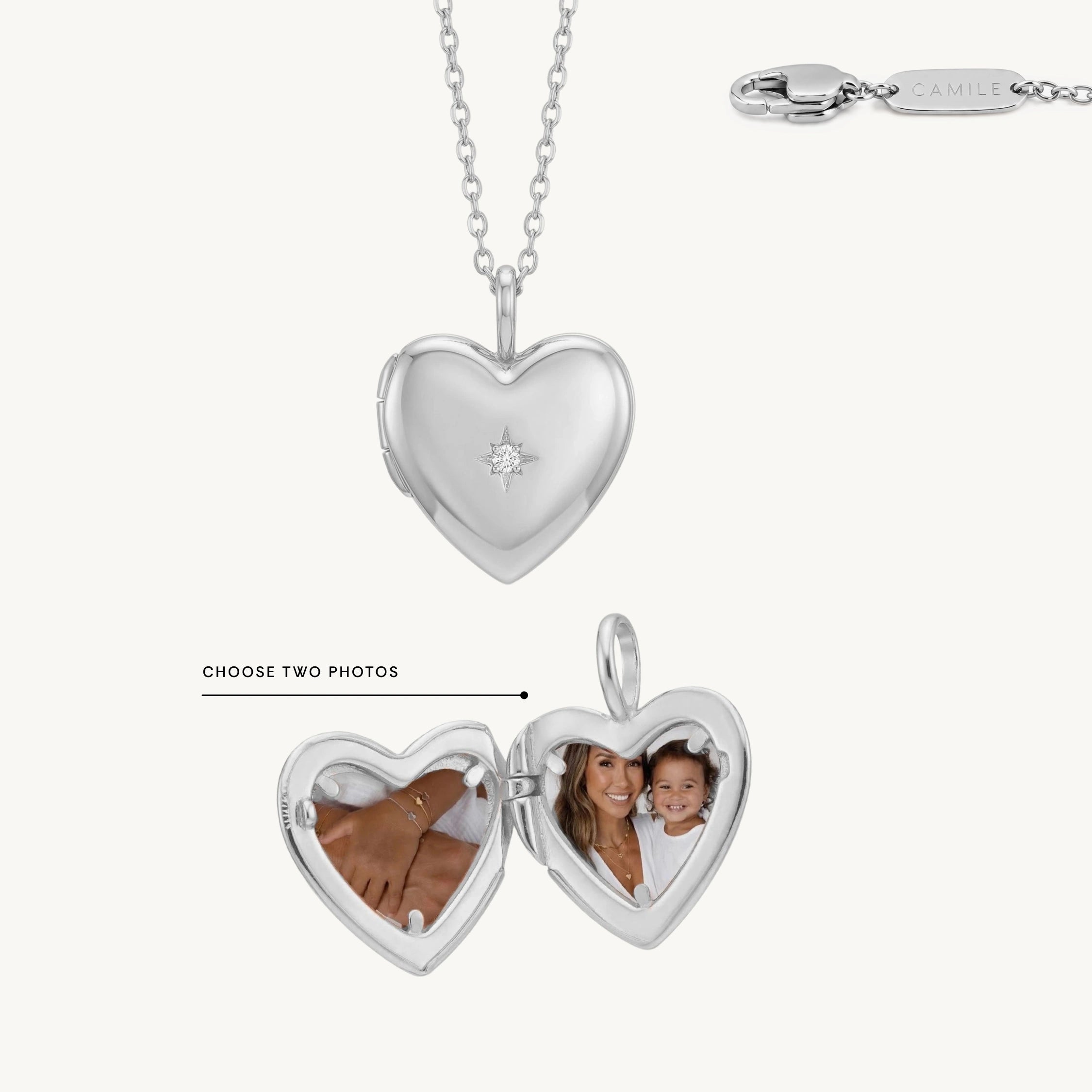 North Star Heart Photo Locket Necklace